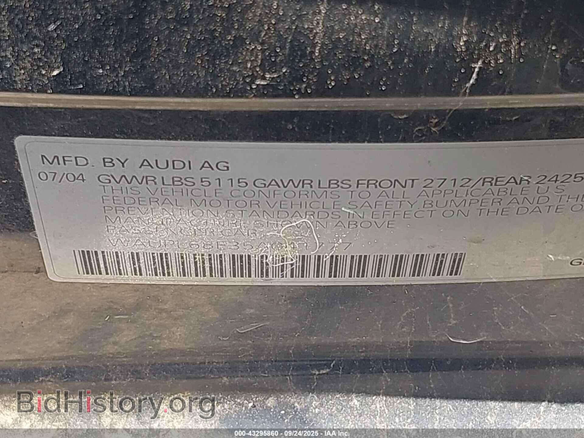 2005 AUDI S4 - VIN: WAUPL68E35A041777 - Фото 9