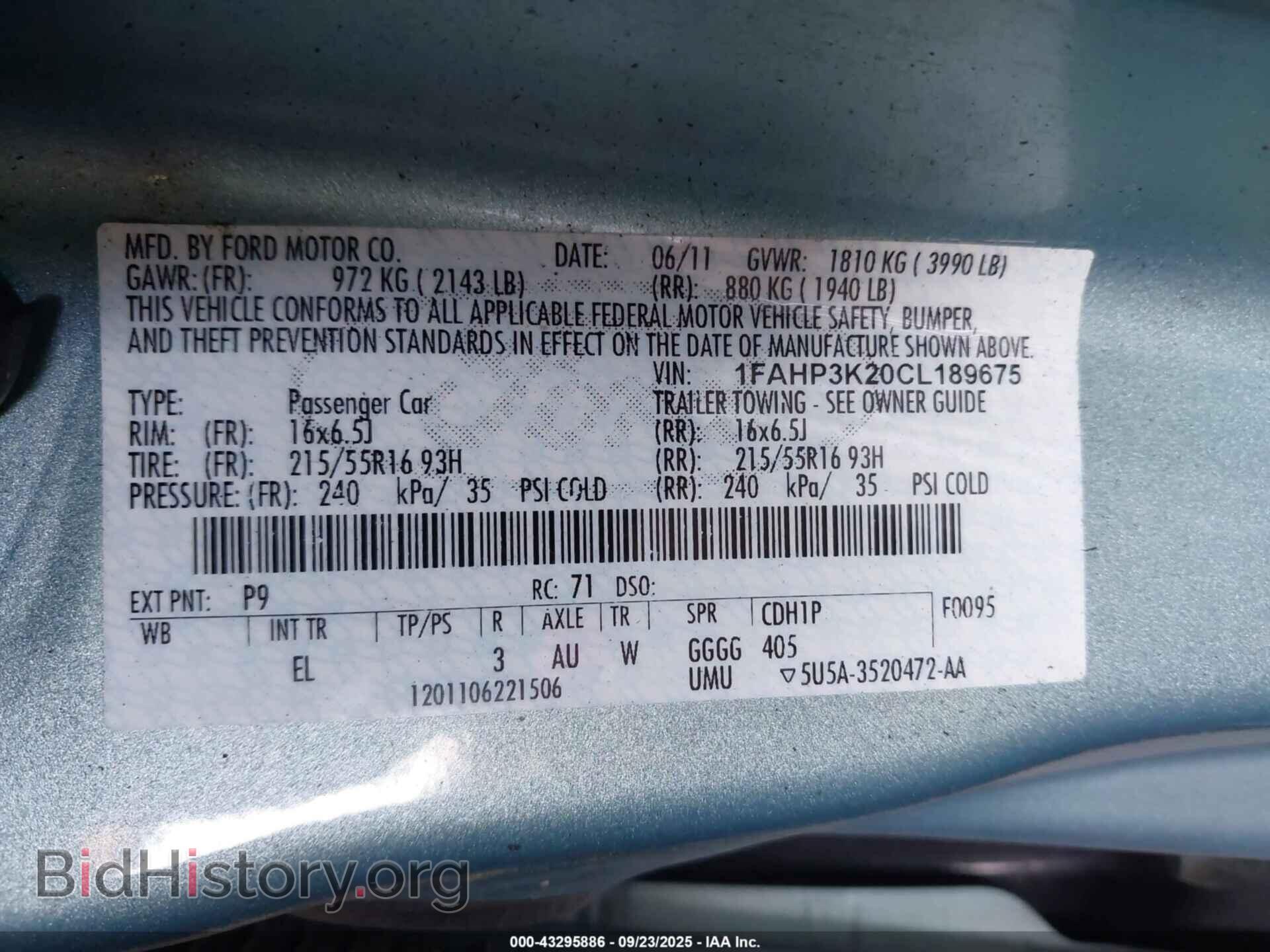2012 FORD FOCUS - VIN: 1FAHP3K20CL189675 - Фото 9