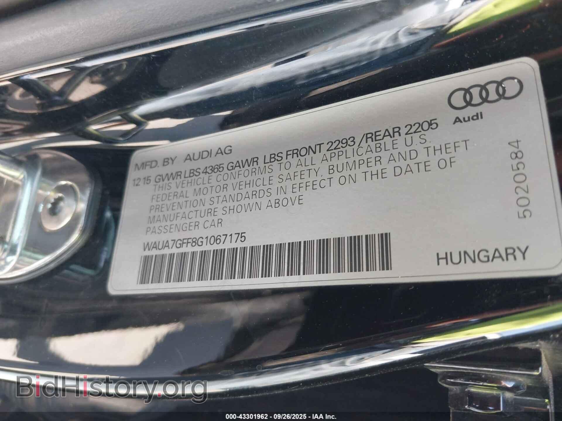 2016 AUDI A3 - VIN: WAUA7GFF8G1067175 - Фото 9