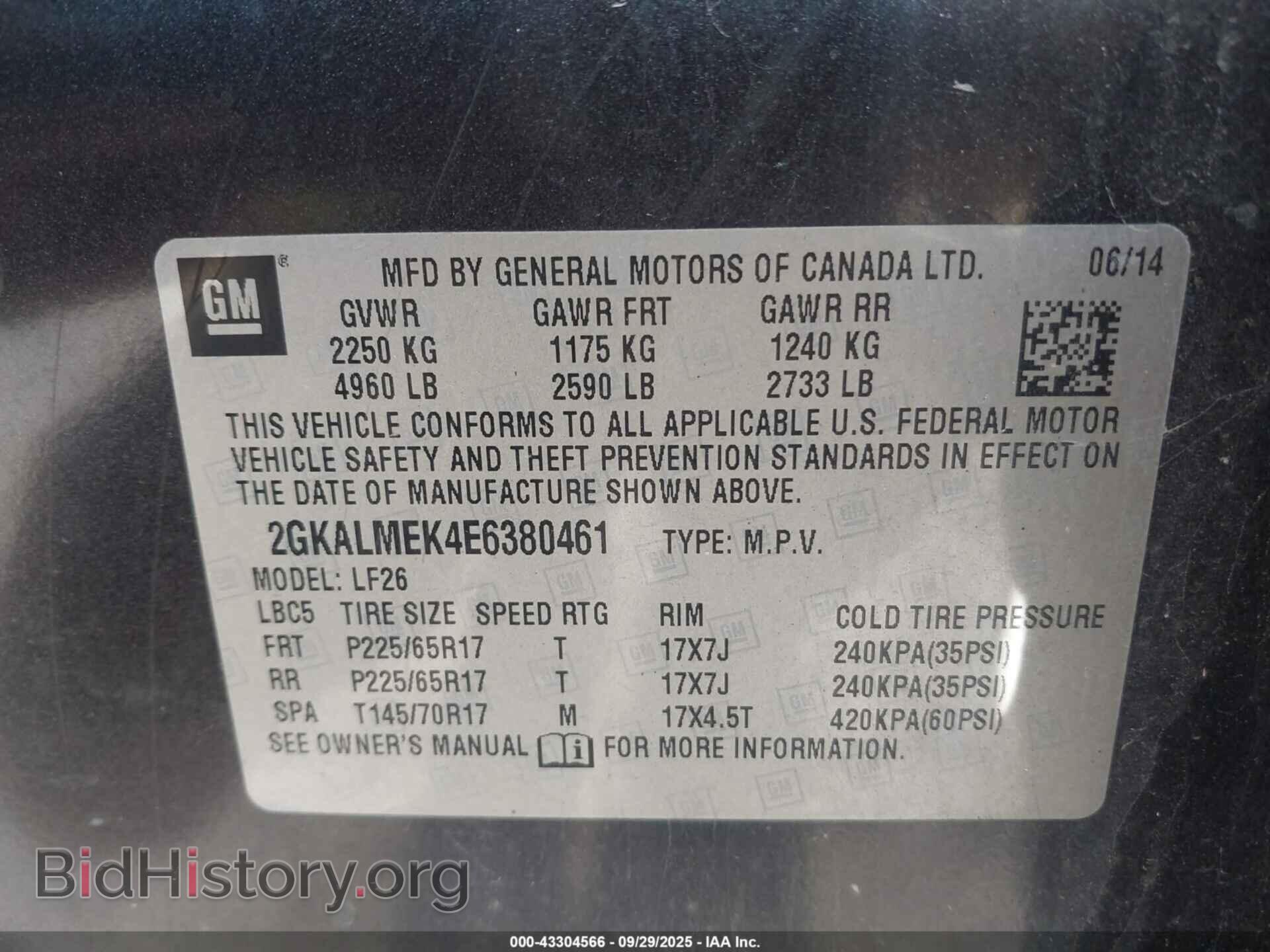 2014 GMC TERRAIN - VIN: 2GKALMEK4E6380461 - Фото 9