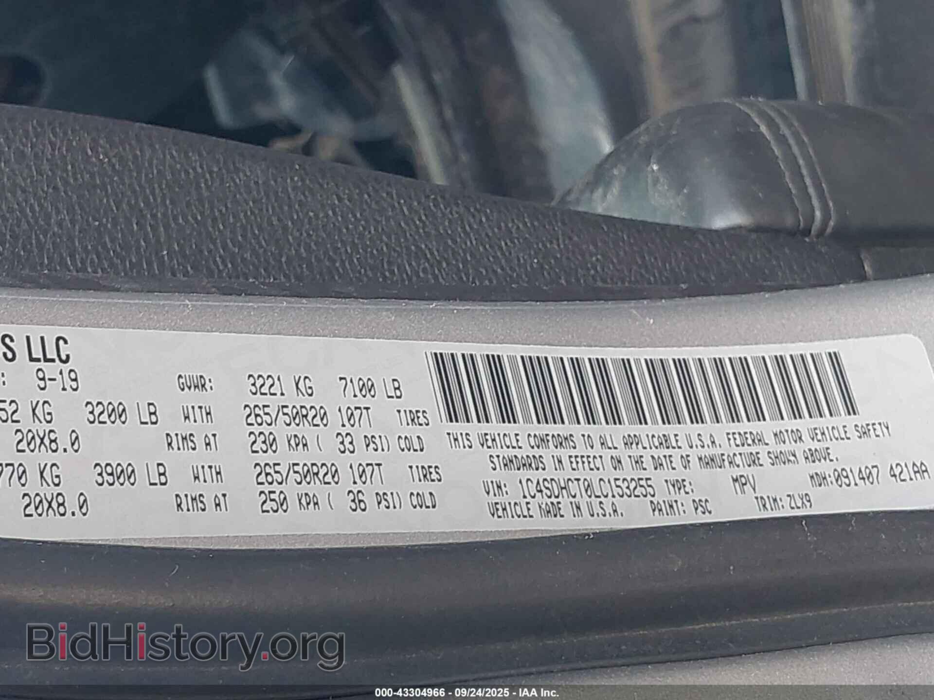 2020 DODGE DURANGO - VIN: 1C4SDHCT0LC153255 - Фото 9