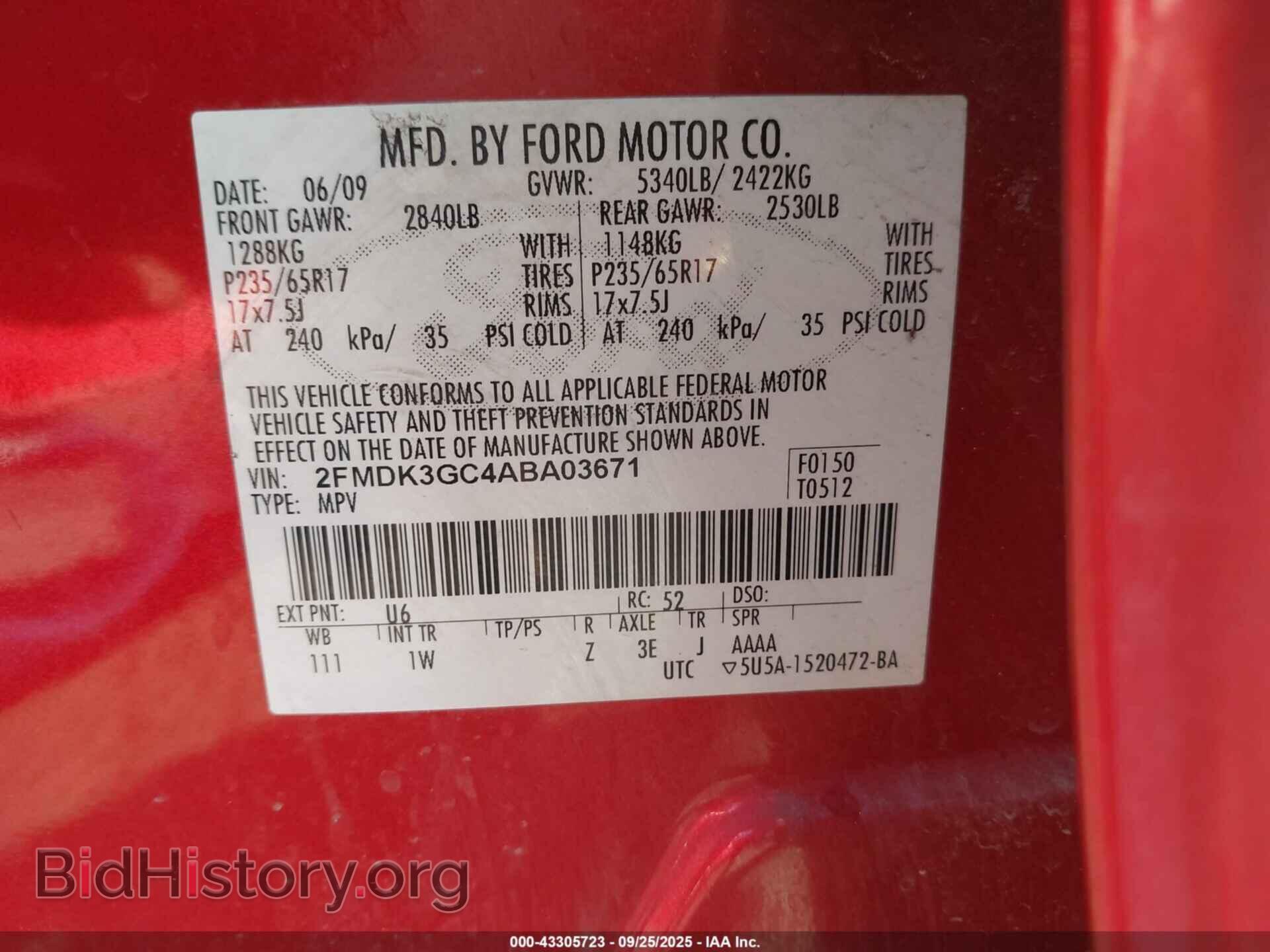 2010 FORD EDGE - VIN: 2FMDK3GC4ABA03671 - Photo 9