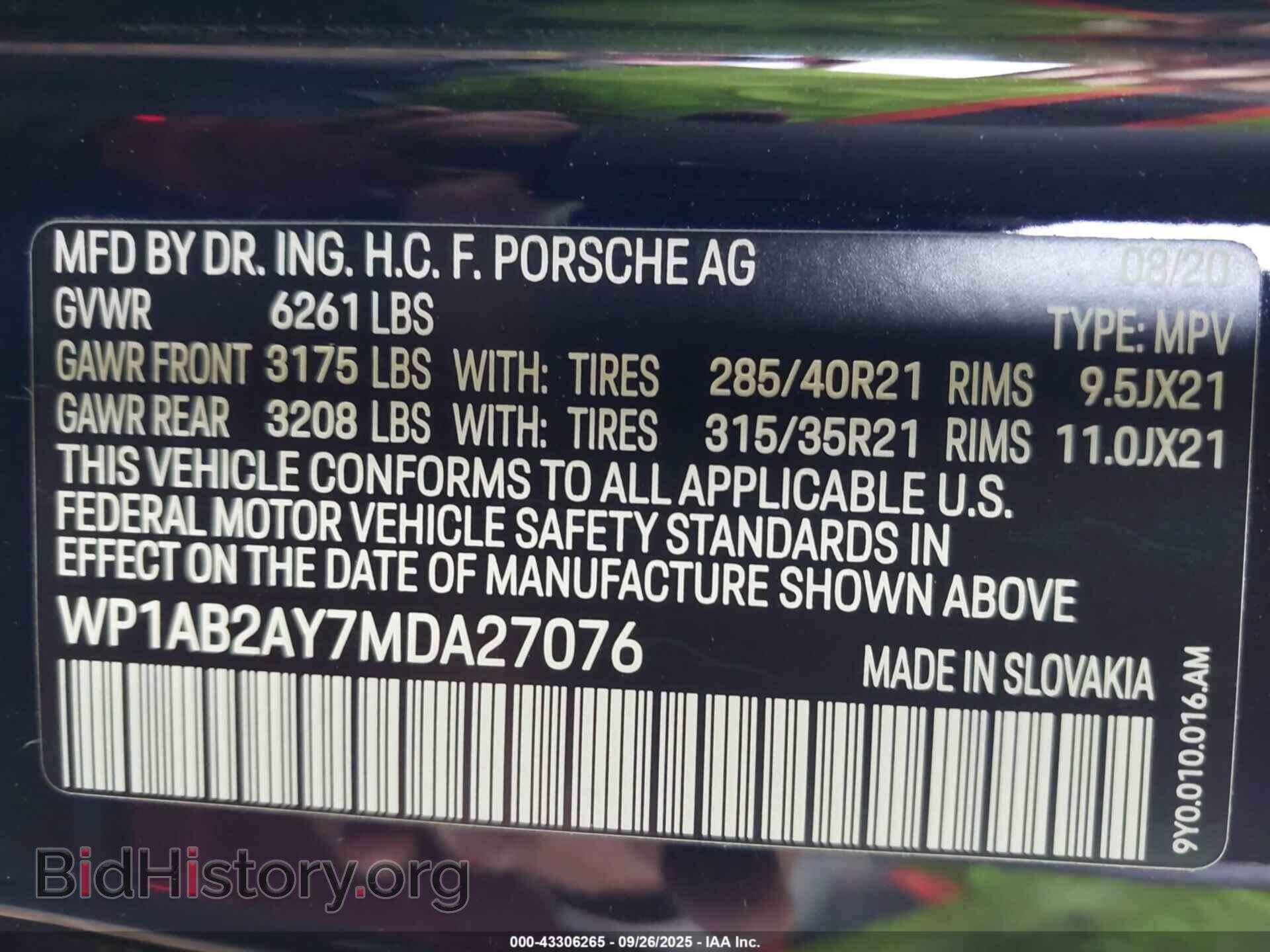 2021 PORSCHE CAYENNE - VIN: WP1AB2AY7MDA27076 - Photo 9