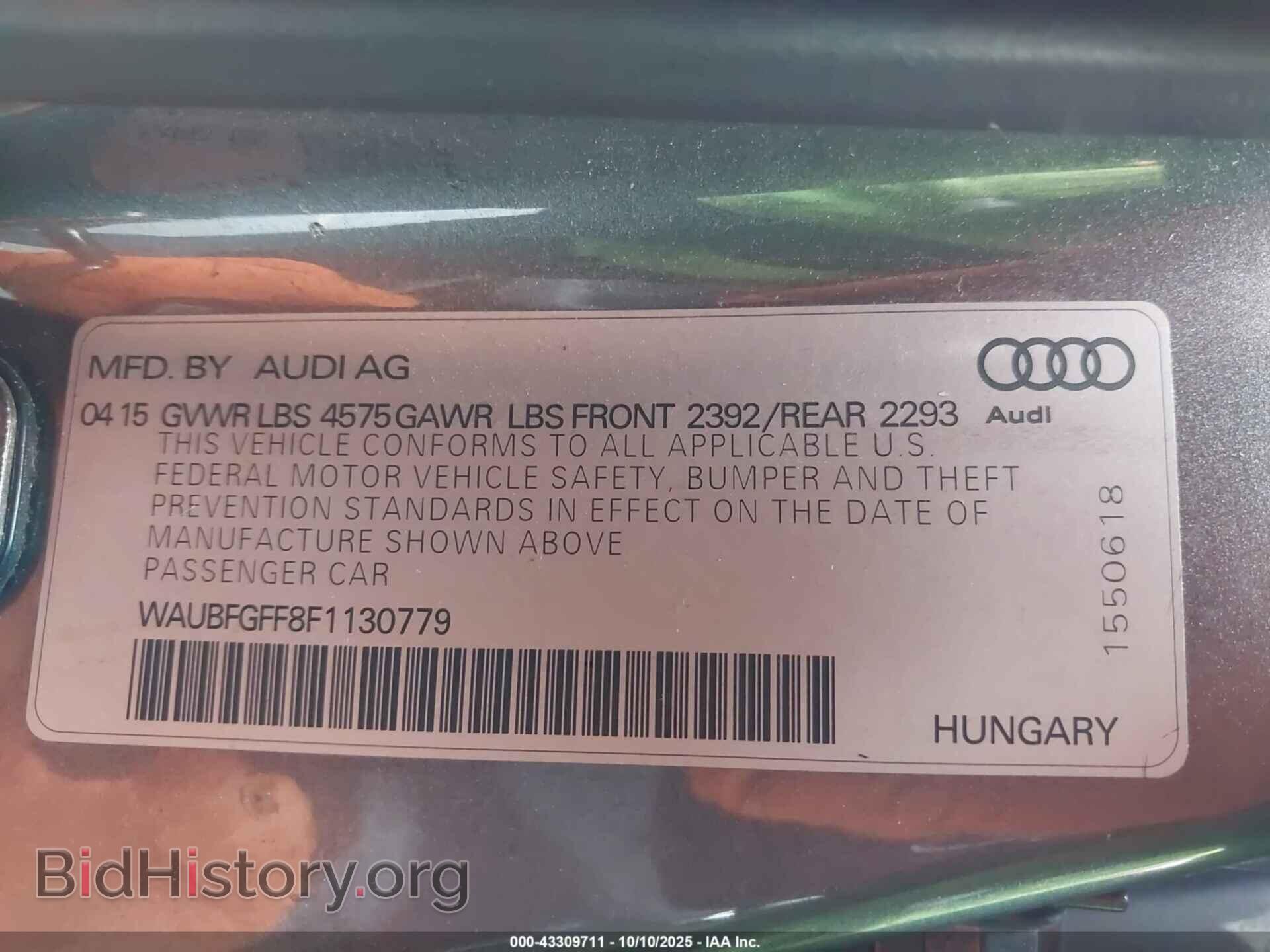 2015 AUDI A3 - VIN: WAUBFGFF8F1130779 - Фото 9