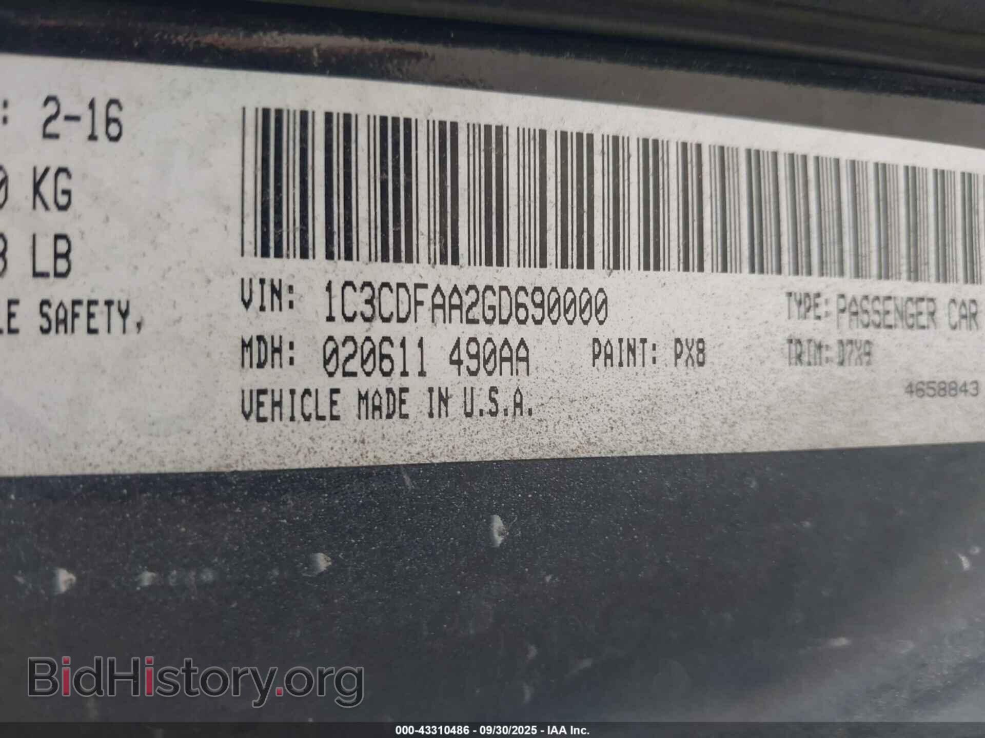 2016 DODGE DART - VIN: 1C3CDFAA2GD690000 - Фото 9