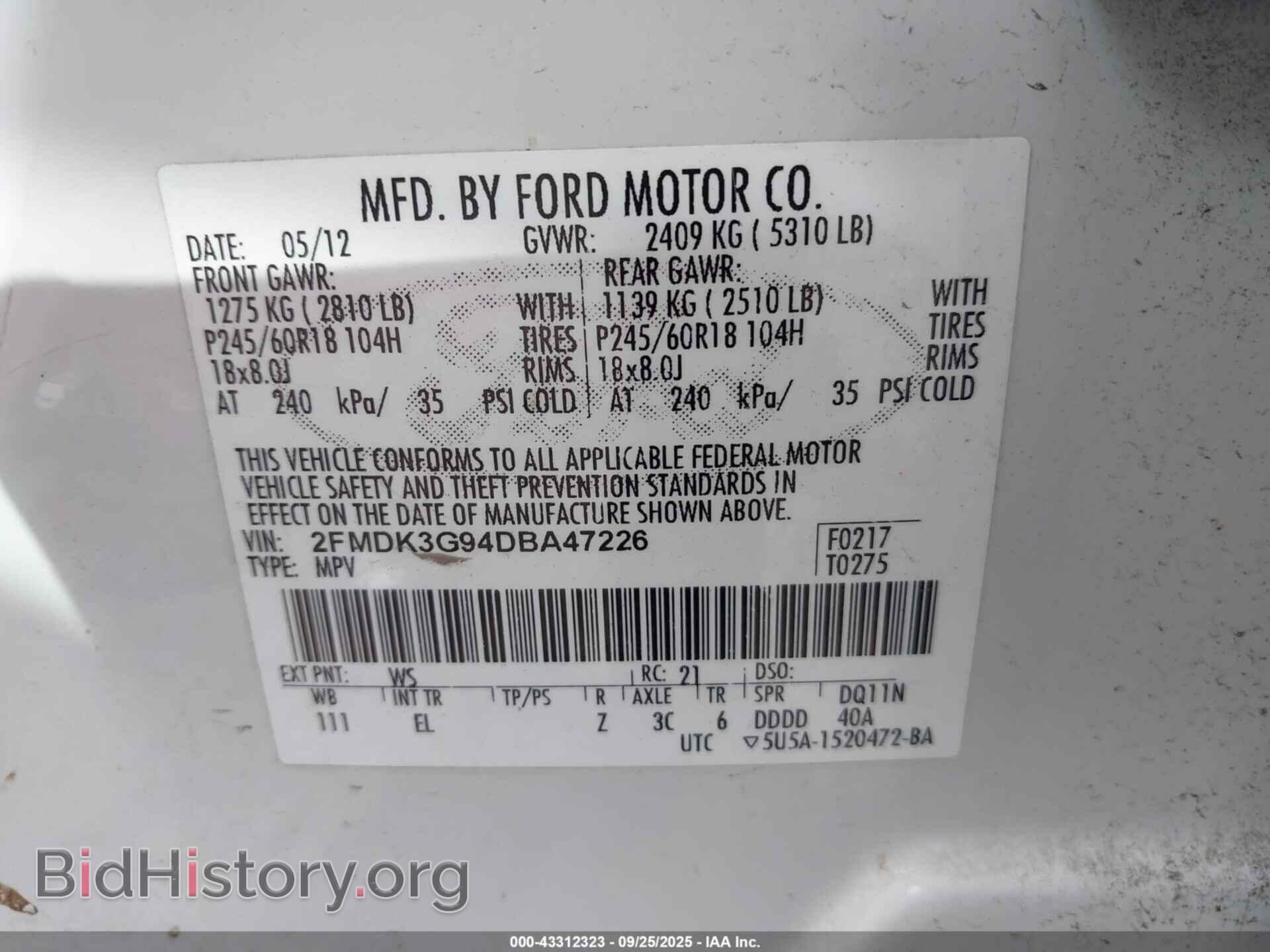 2013 FORD EDGE - VIN: 2FMDK3G94DBA47226 - Photo 9
