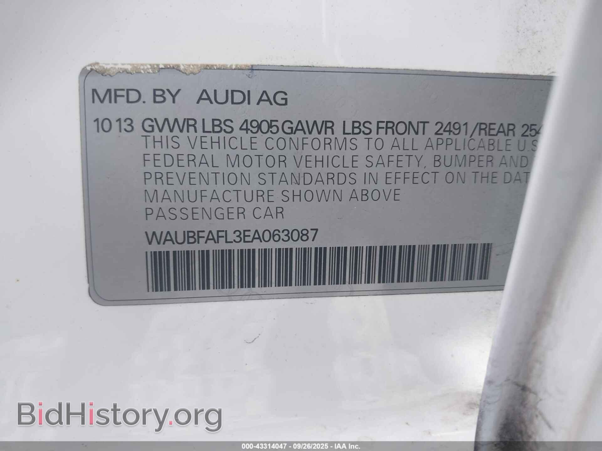2014 AUDI A4 - VIN: WAUBFAFL3EA063087 - Фото 9