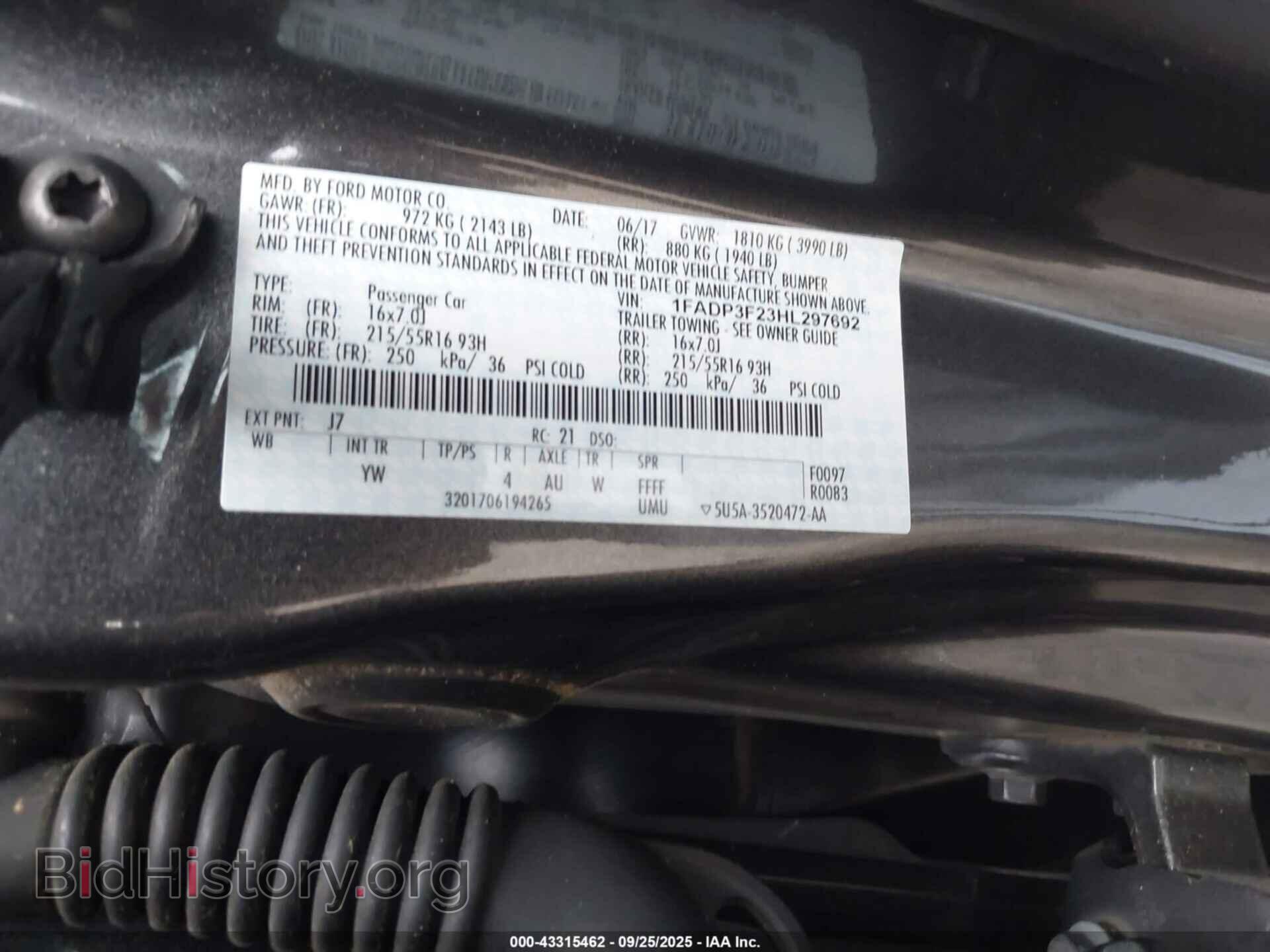 2017 FORD FOCUS - VIN: 1FADP3F23HL297692 - Фото 9