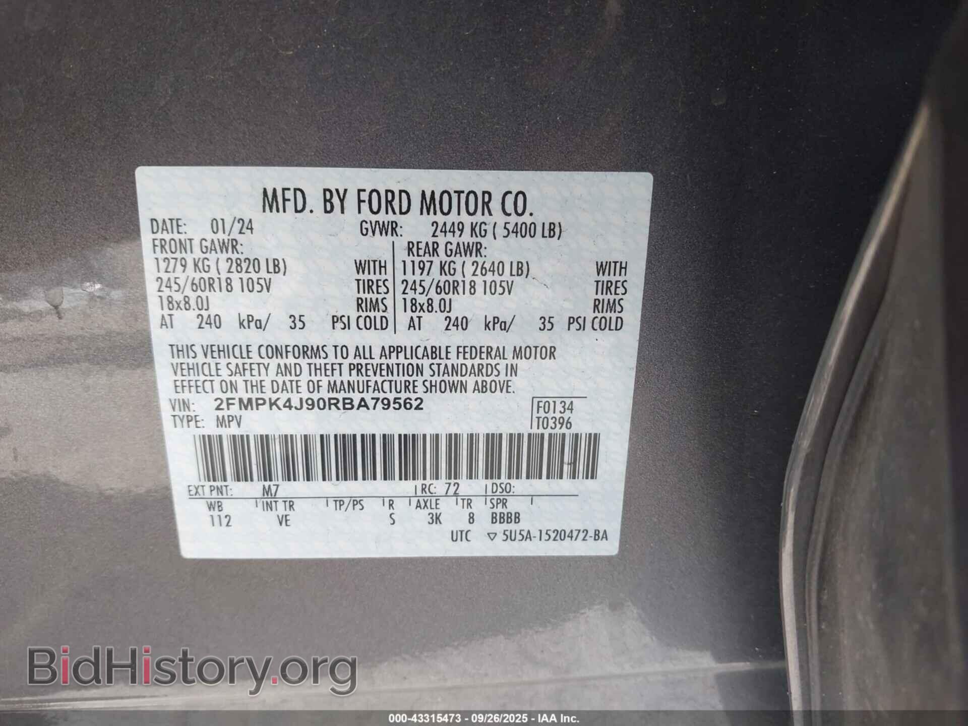 2024 FORD EDGE - VIN: 2FMPK4J90RBA79562 - Photo 9