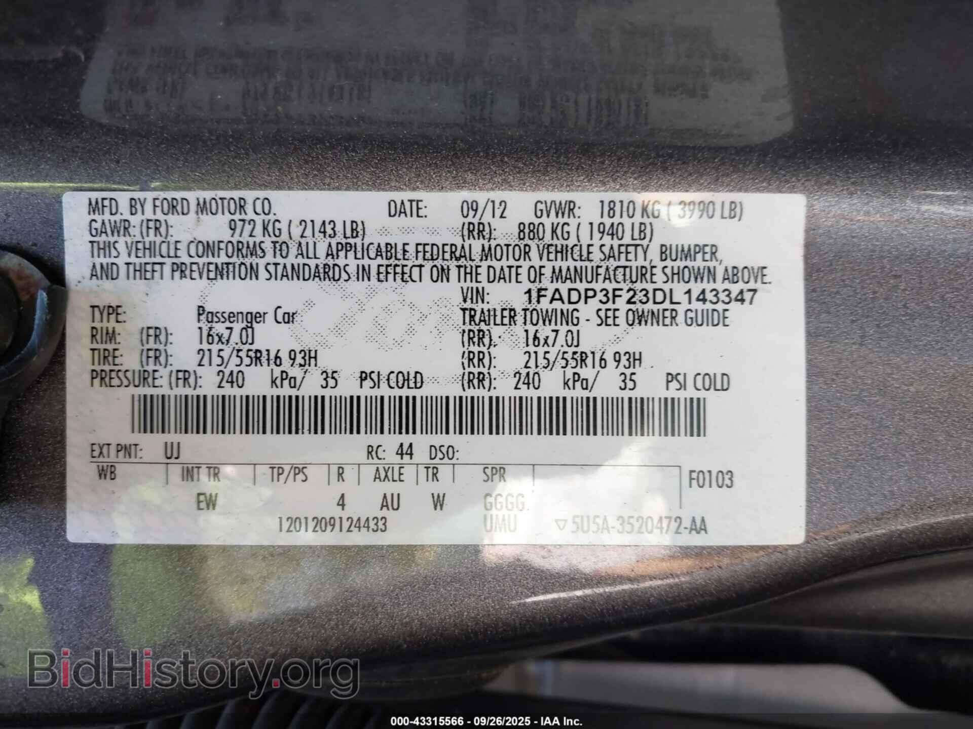 2013 FORD FOCUS - VIN: 1FADP3F23DL143347 - Фото 9