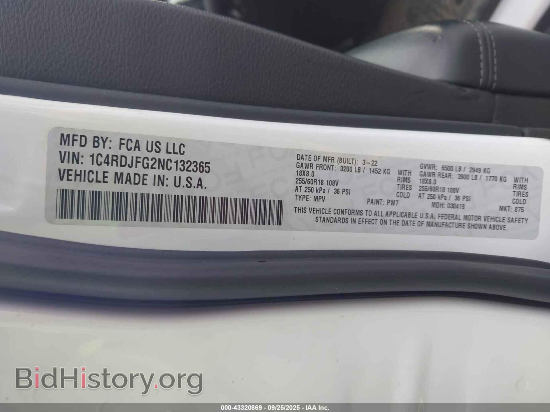 2022 DODGE DURANGO - VIN: 1C4RDJFG2NC132365 - Фото 9