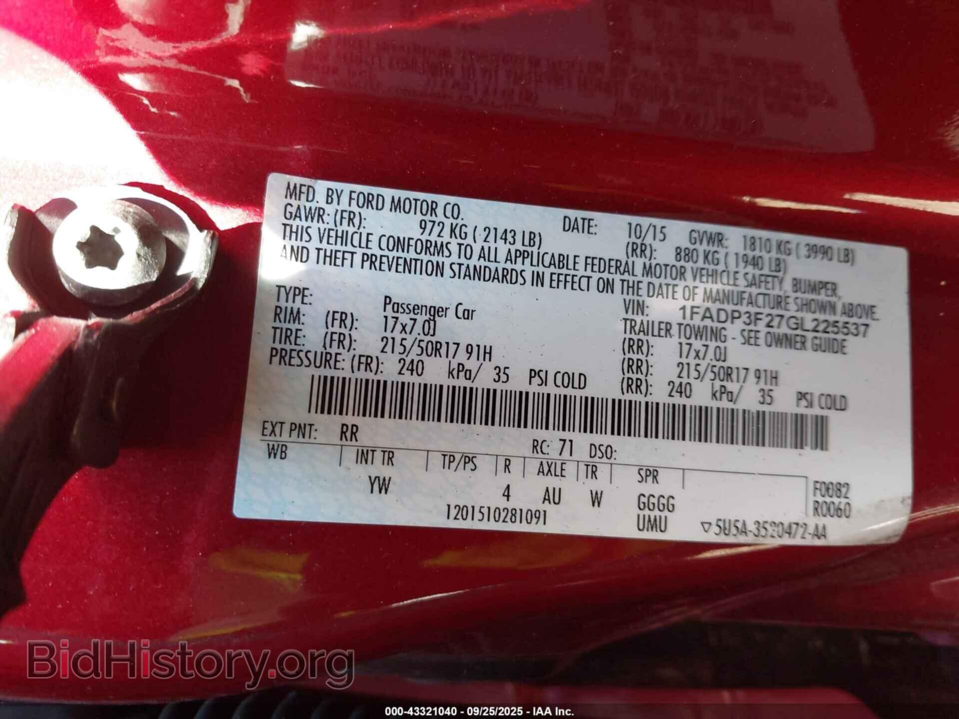 2016 FORD FOCUS - VIN: 1FADP3F27GL225537 - Фото 9