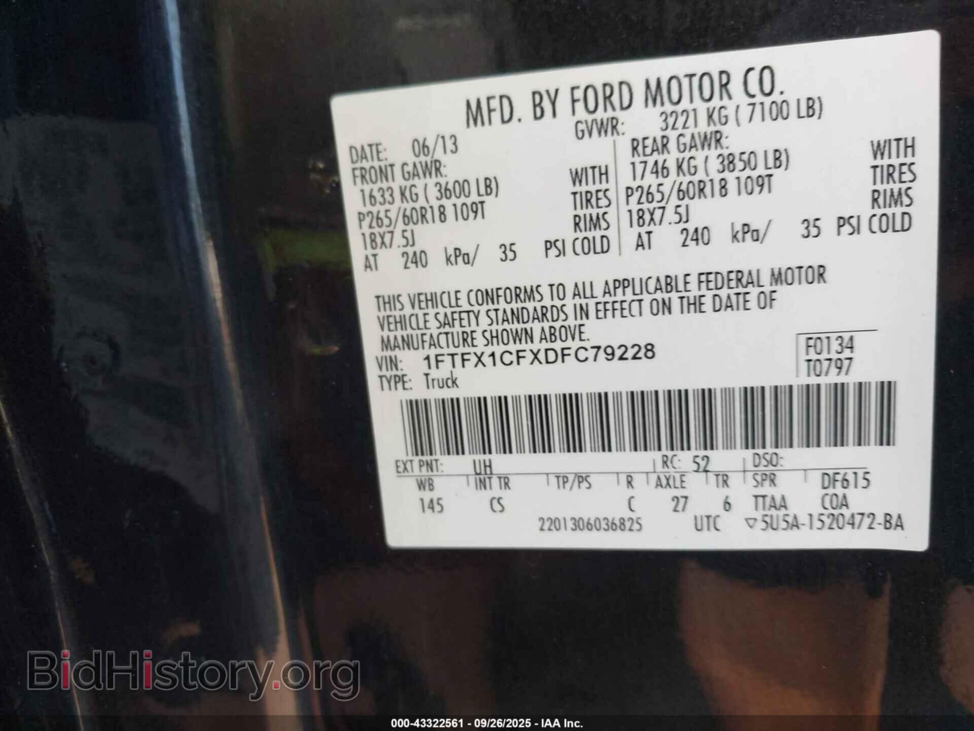 2013 FORD F-150 - VIN: 1FTFX1CFXDFC79228 - Фото 9