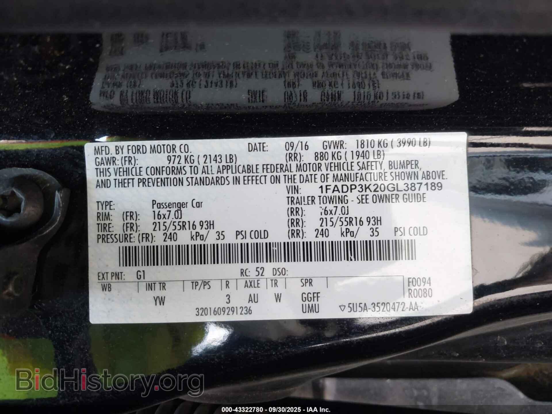 2016 FORD FOCUS - VIN: 1FADP3K20GL387189 - Фото 9