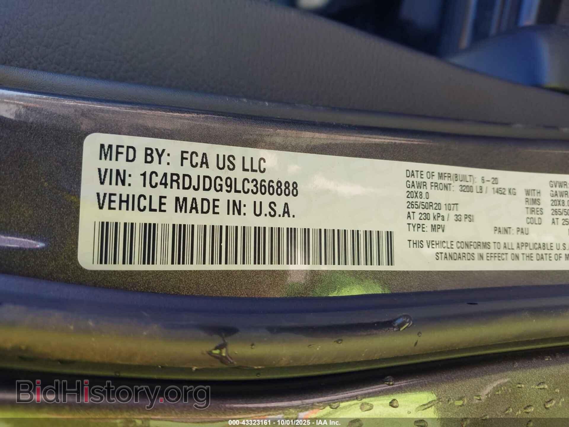 2020 DODGE DURANGO - VIN: 1C4RDJDG9LC366888 - Фото 9