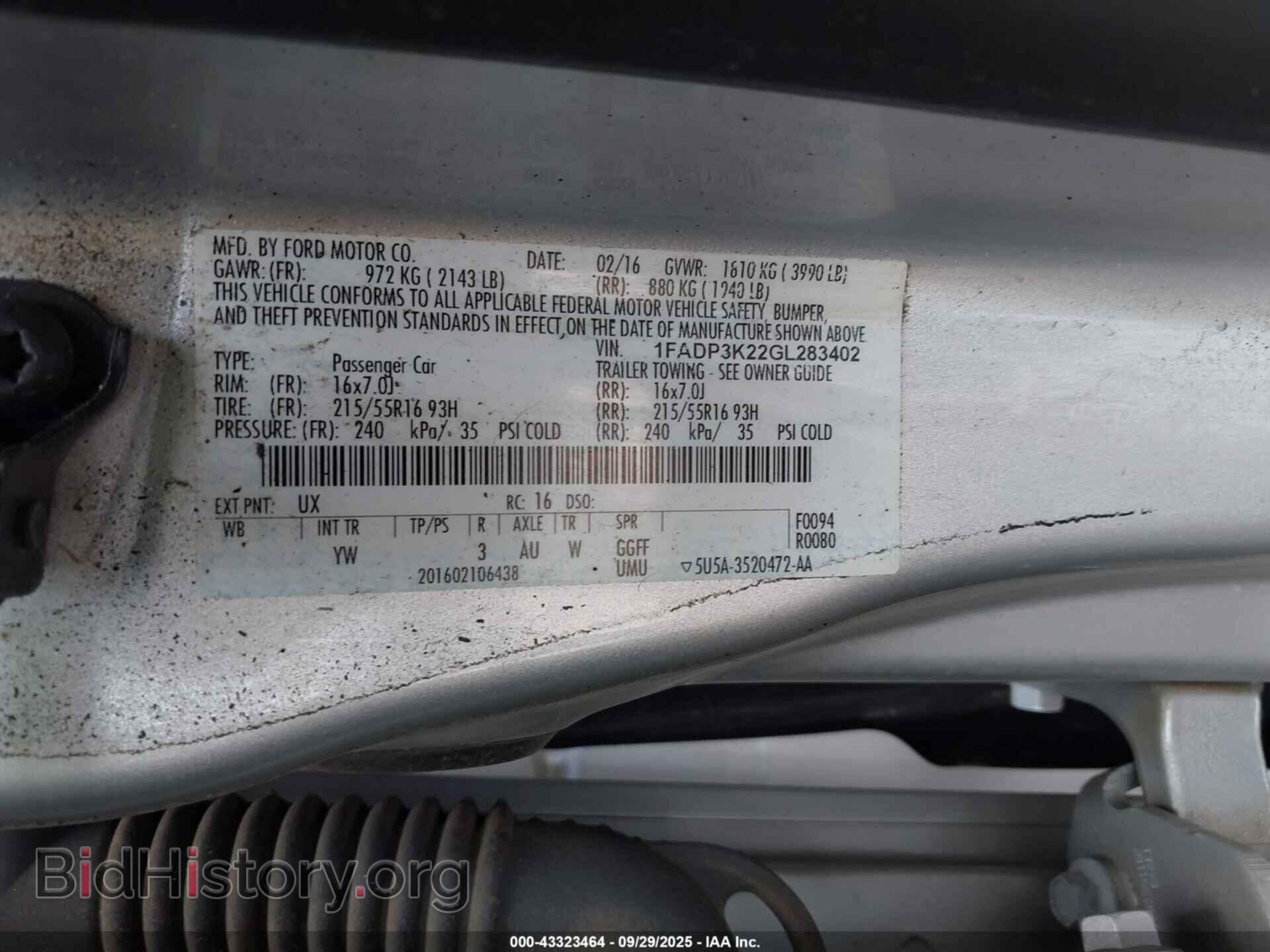 2016 FORD FOCUS - VIN: 1FADP3K22GL283402 - Фото 9