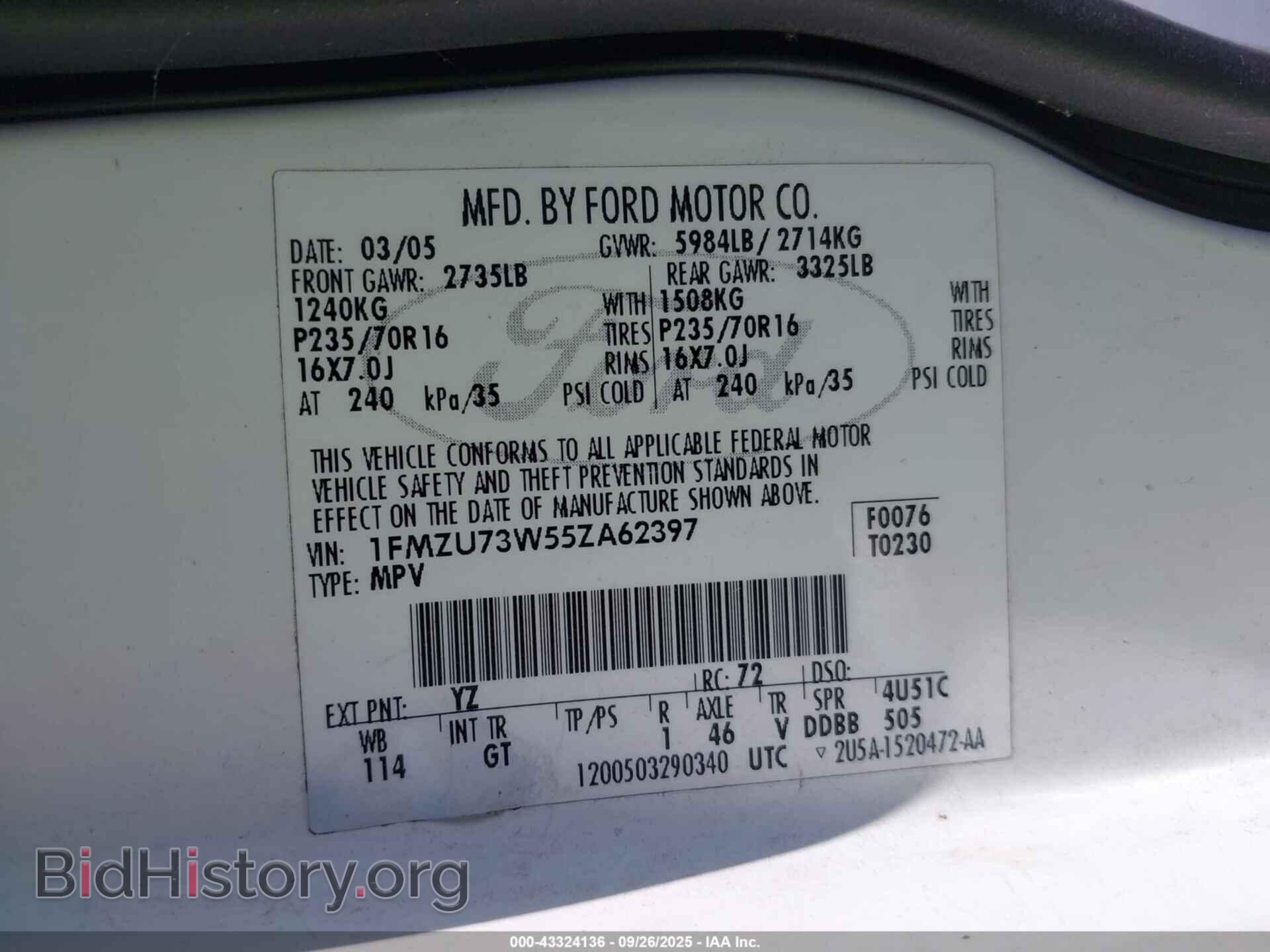 2005 FORD EXPLORER - VIN: 1FMZU73W55ZA62397 - Фото 9