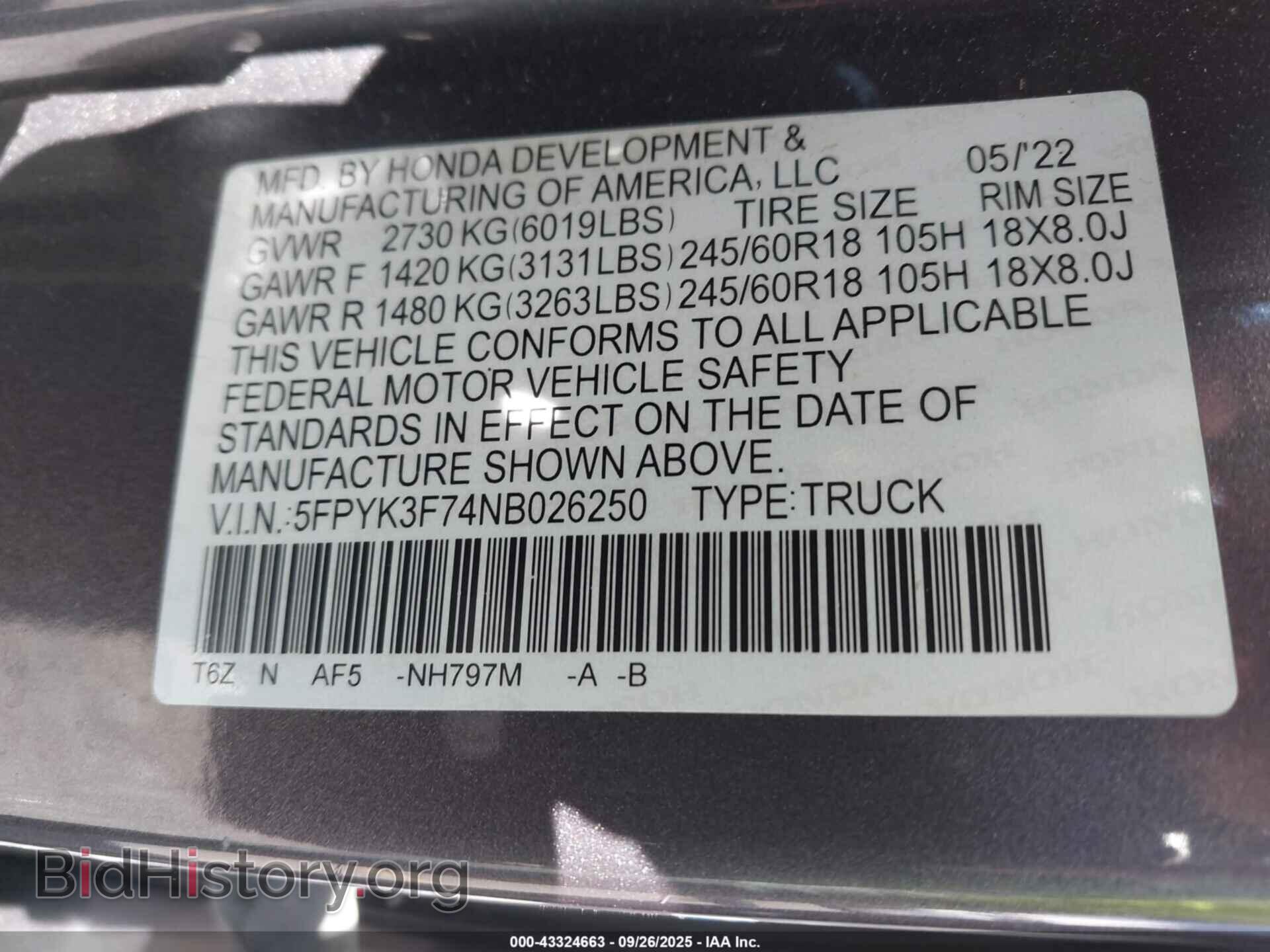 2022 HONDA RIDGELINE - VIN: 5FPYK3F74NB026250 - Фото 9