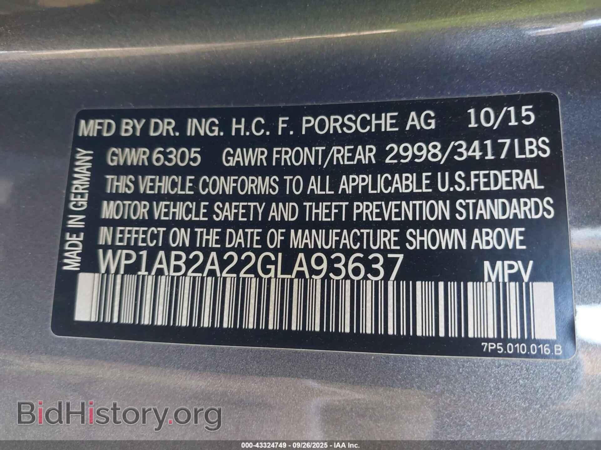 2016 PORSCHE CAYENNE - VIN: WP1AB2A22GLA93637 - Фото 9