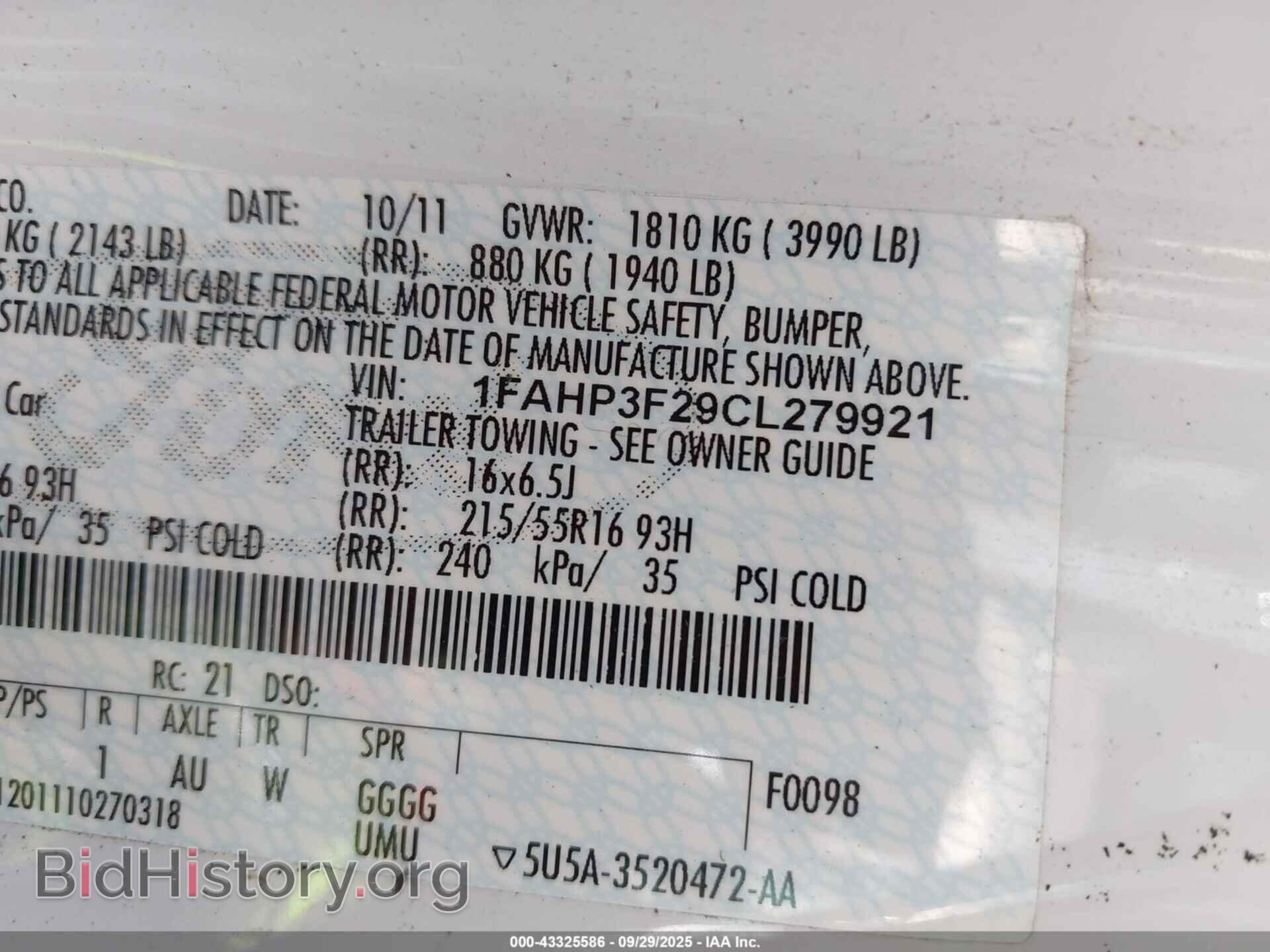 2012 FORD FOCUS - VIN: 1FAHP3F29CL279921 - Photo 9