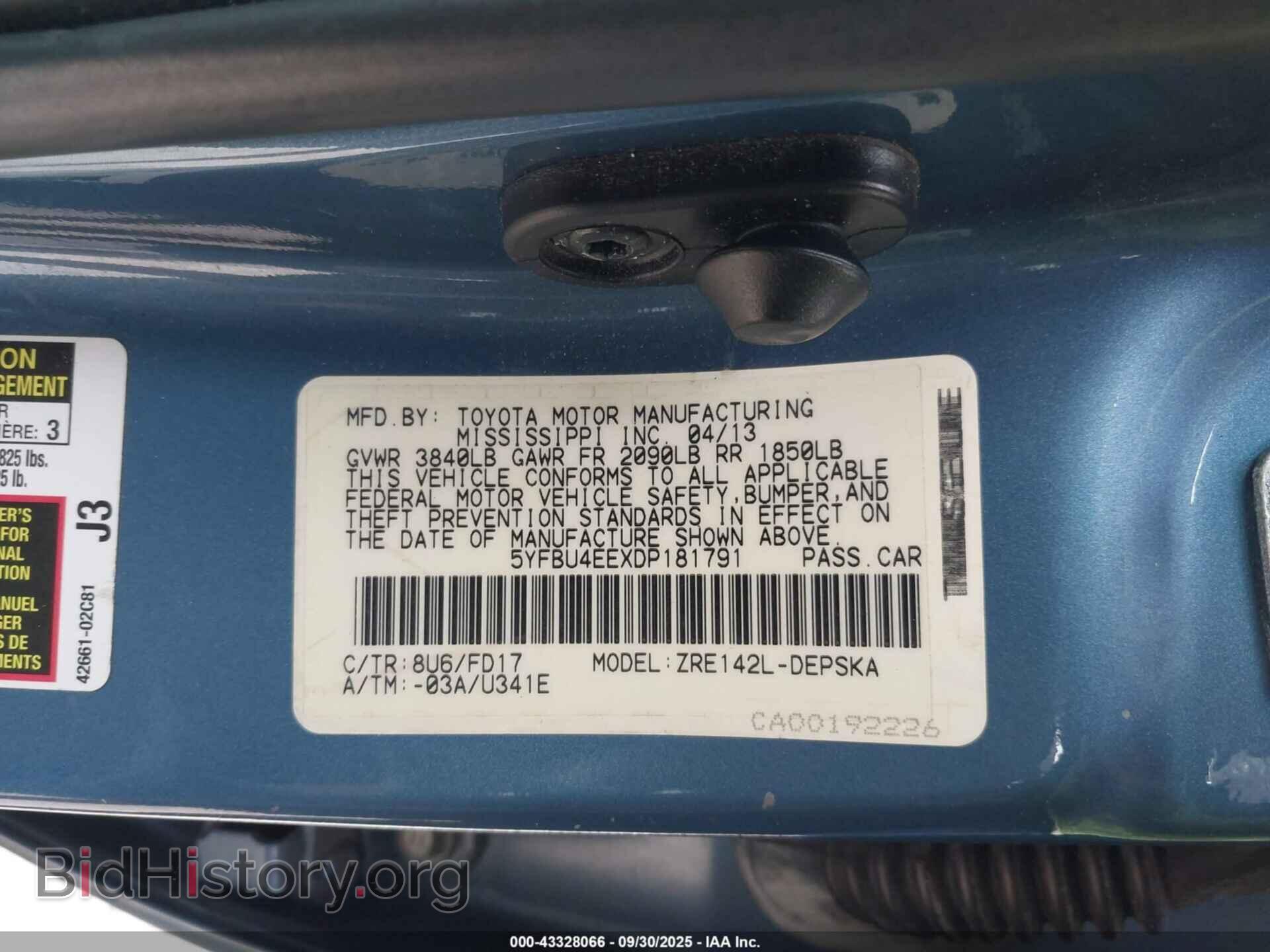2013 TOYOTA COROLLA - VIN: 5YFBU4EEXDP181791 - Фото 9