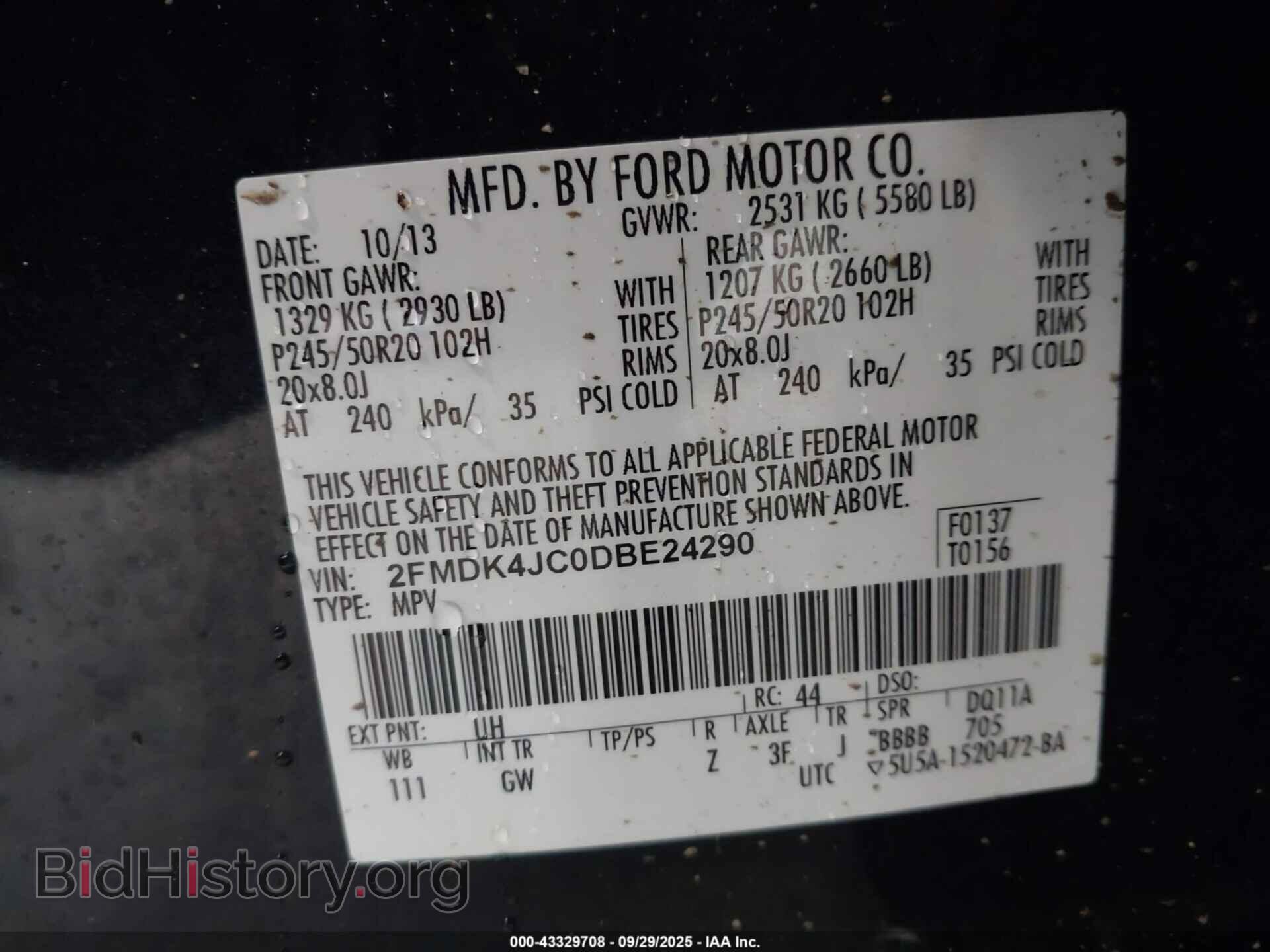 2013 FORD EDGE - VIN: 2FMDK4JC0DBE24290 - Photo 9