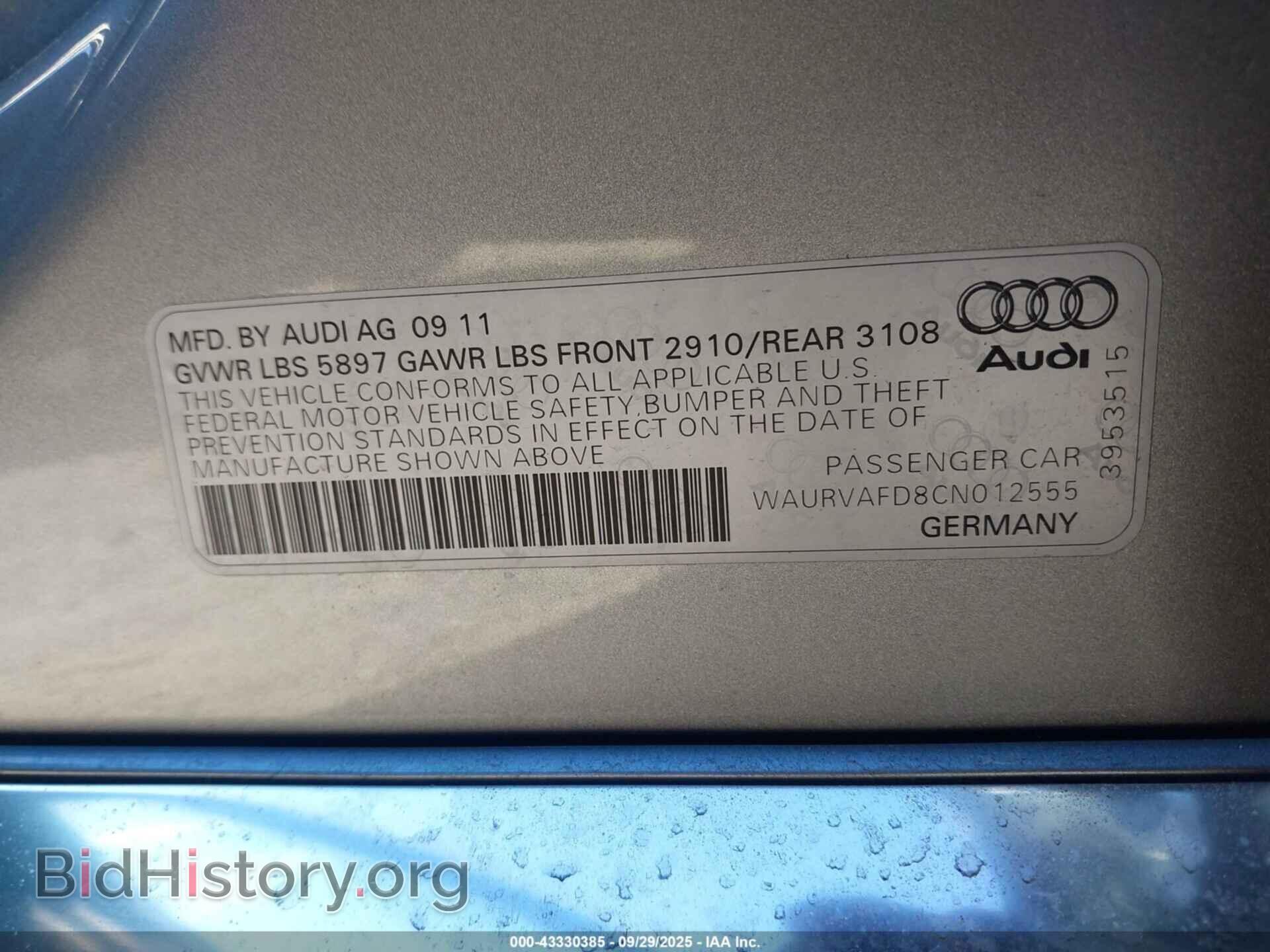 2012 AUDI A8 L - VIN: WAURVAFD8CN012555 - Фото 9