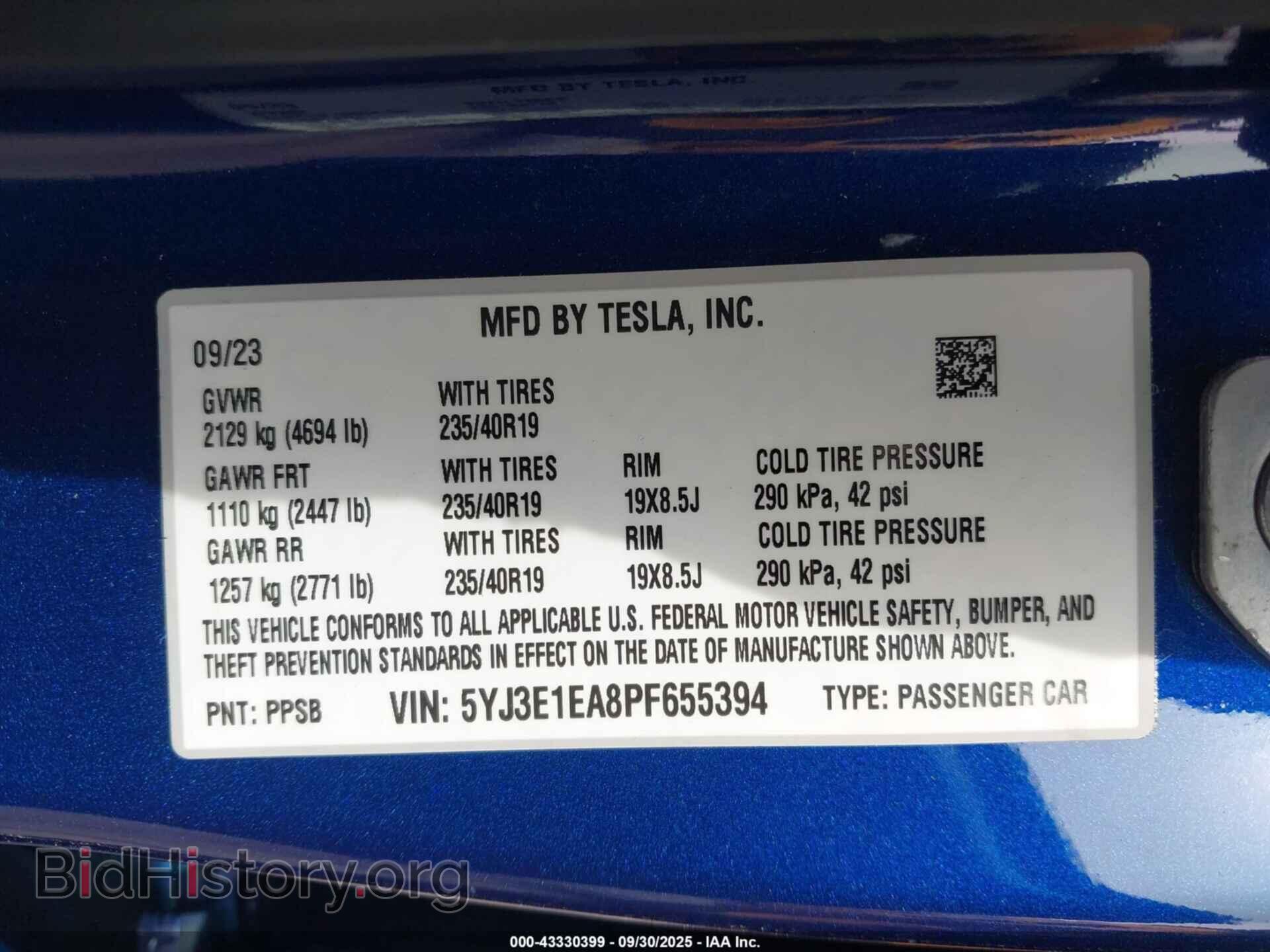 2023 TESLA MODEL 3 - VIN: 5YJ3E1EA8PF655394 - Фото 9
