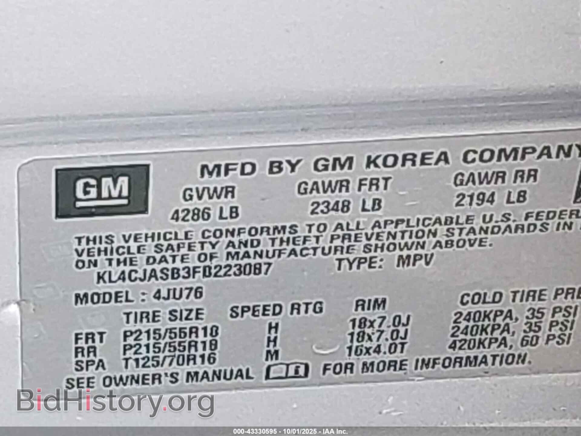 2015 BUICK ENCORE - VIN: KL4CJASB3FB223087 - Photo 9