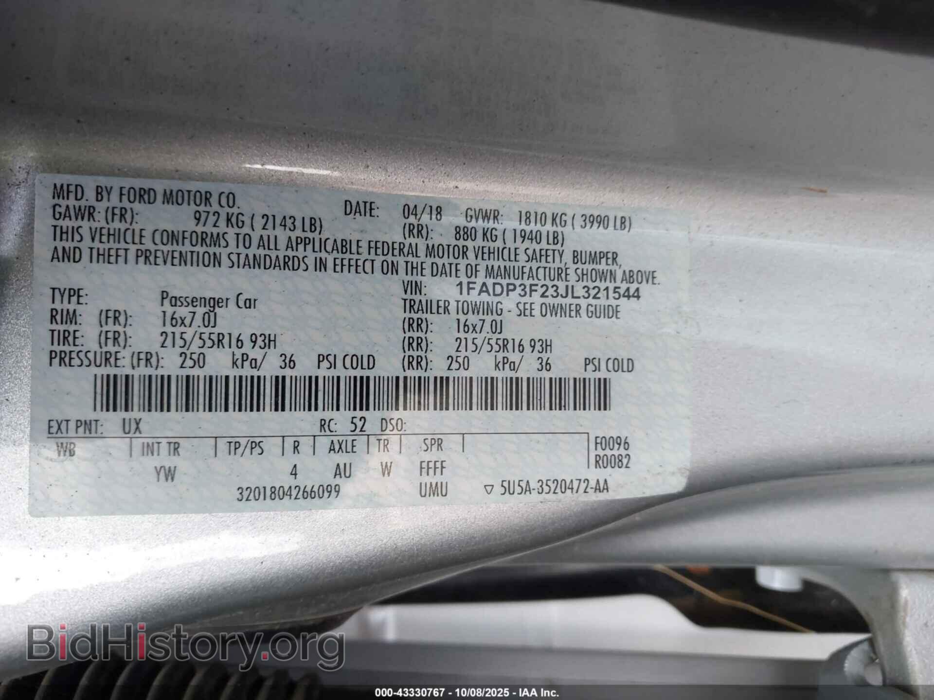 2018 FORD FOCUS - VIN: 1FADP3F23JL321544 - Фото 9