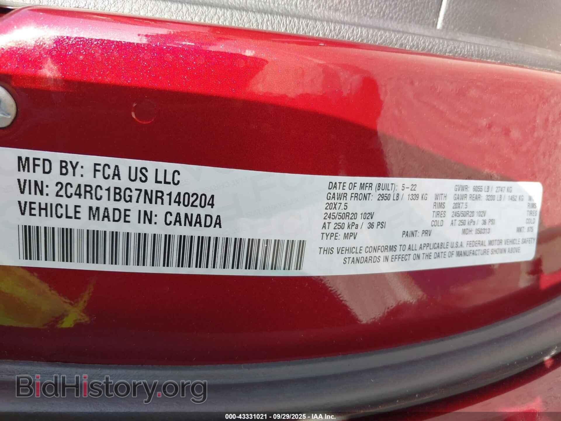 2022 CHRYSLER PACIFICA - VIN: 2C4RC1BG7NR140204 - Фото 9
