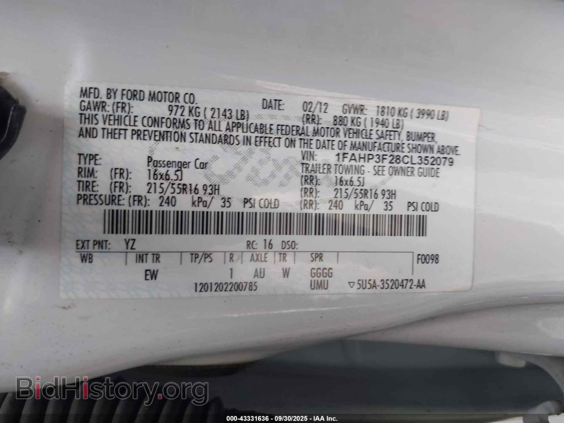 2012 FORD FOCUS - VIN: 1FAHP3F28CL352079 - Photo 9