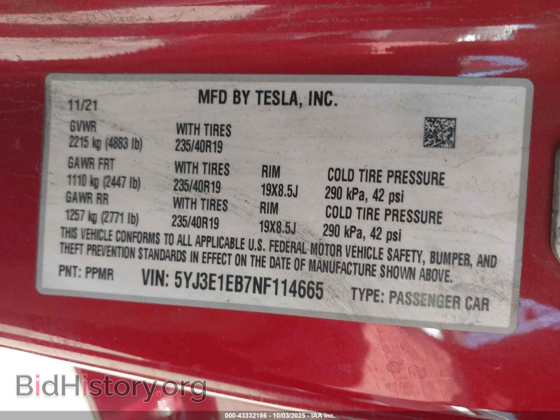 2022 TESLA MODEL 3 - VIN: 5YJ3E1EB7NF114665 - Фото 9