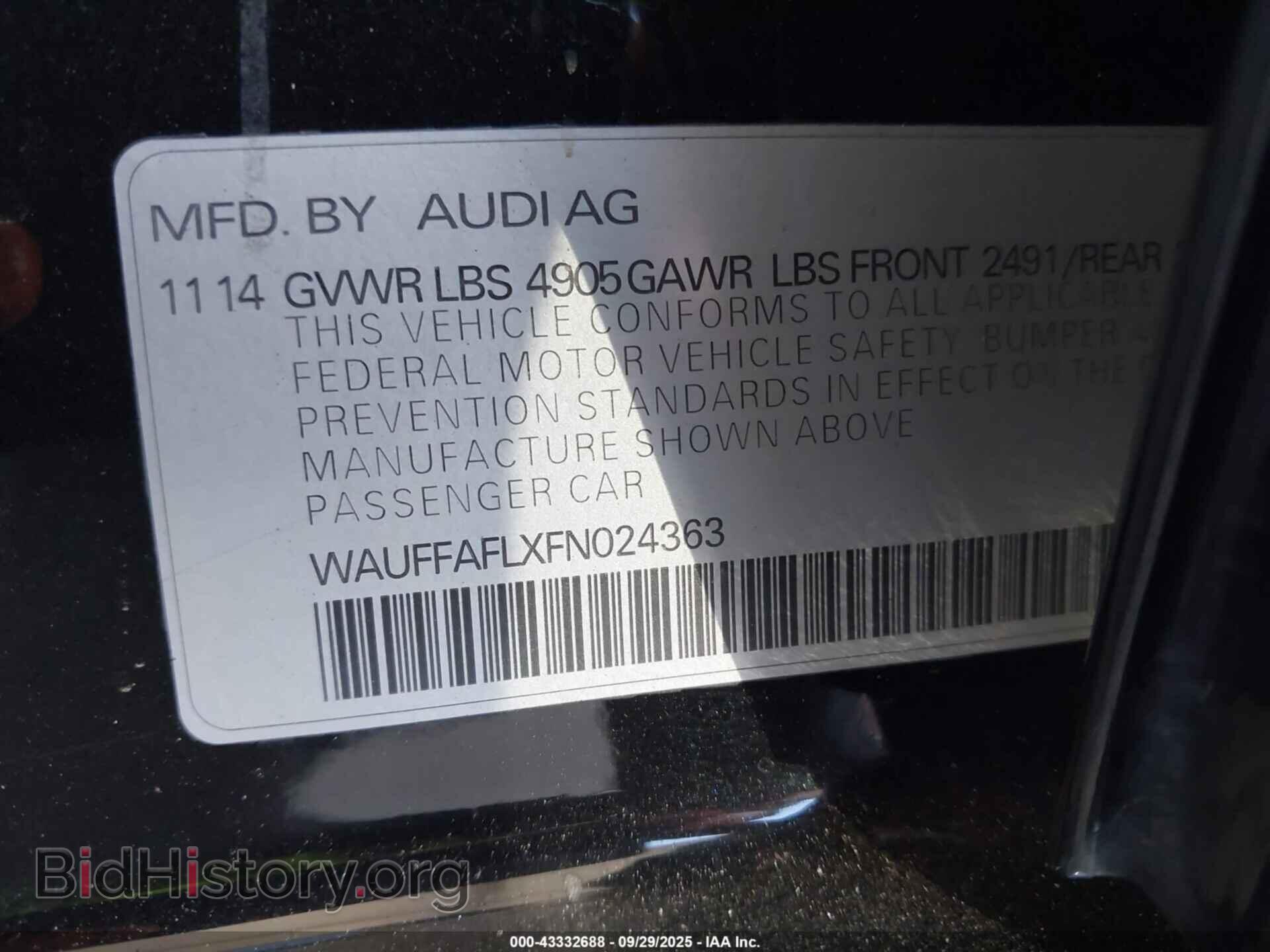2015 AUDI A4 - VIN: WAUFFAFLXFN024363 - Фото 9