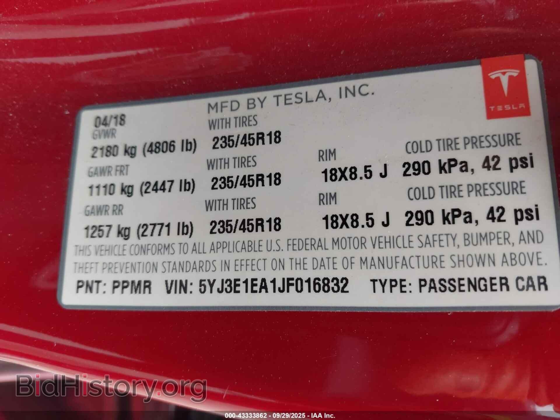 2018 TESLA MODEL 3 - VIN: 5YJ3E1EA1JF016832 - Photo 9
