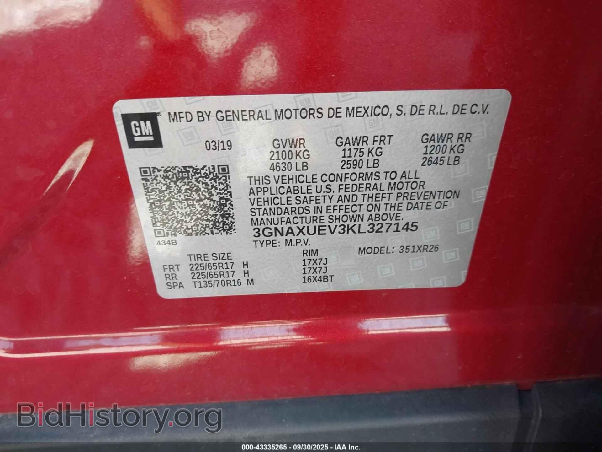 2019 CHEVROLET EQUINOX - VIN: 3GNAXUEV3KL327145 - Фото 9