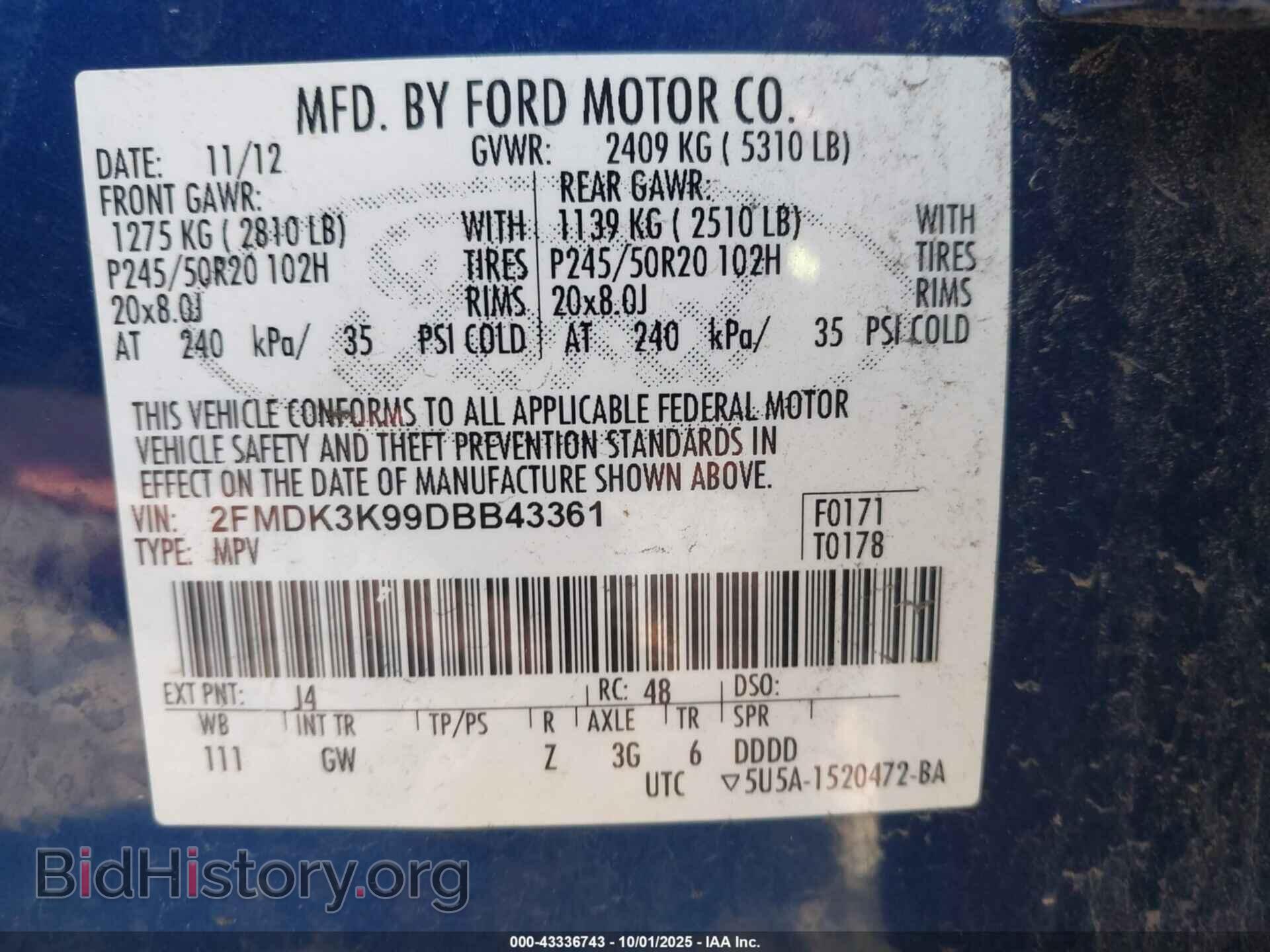 2013 FORD EDGE - VIN: 2FMDK3K99DBB43361 - Photo 9