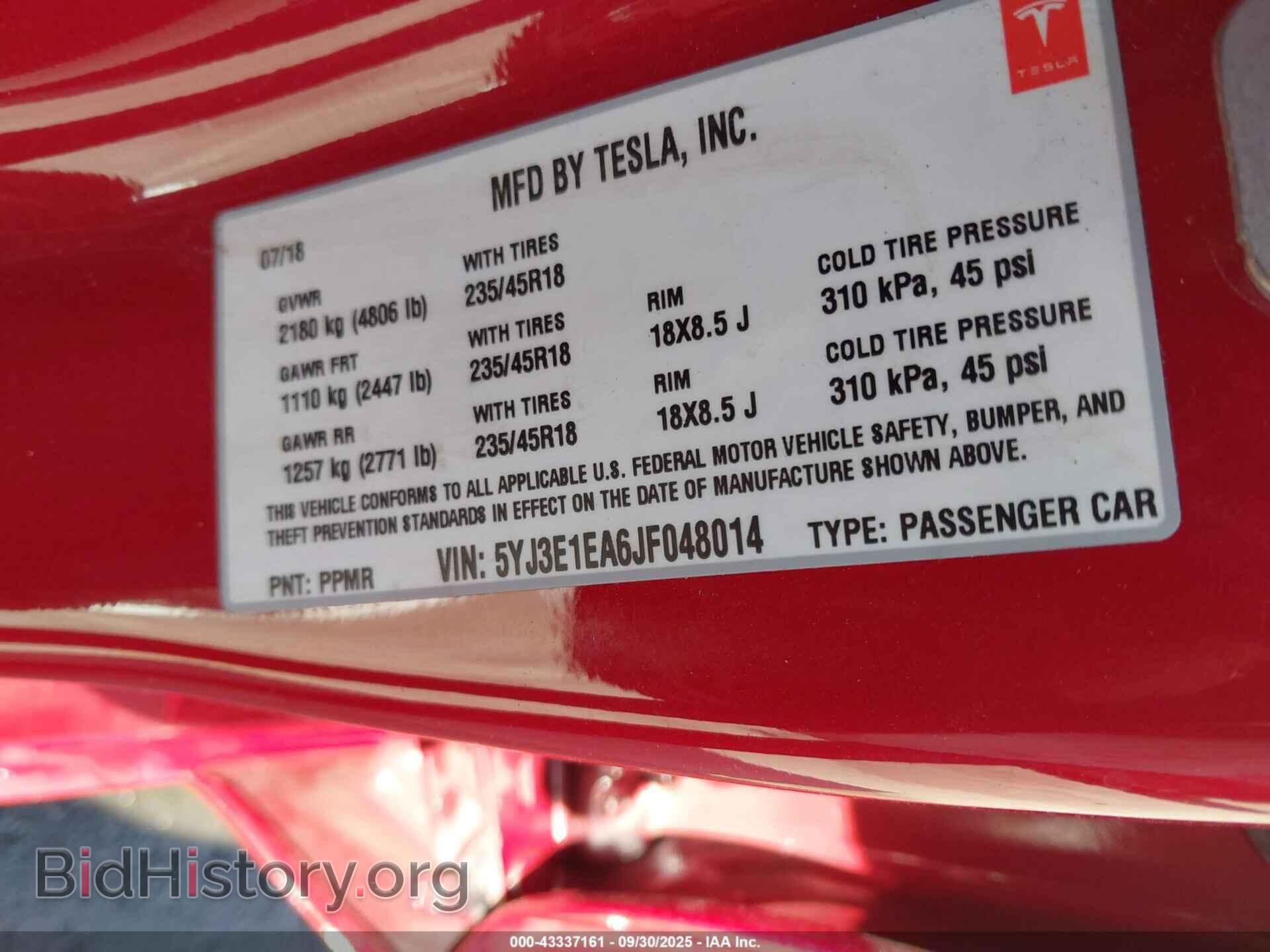 2018 TESLA MODEL 3 - VIN: 5YJ3E1EA6JF048014 - Photo 9