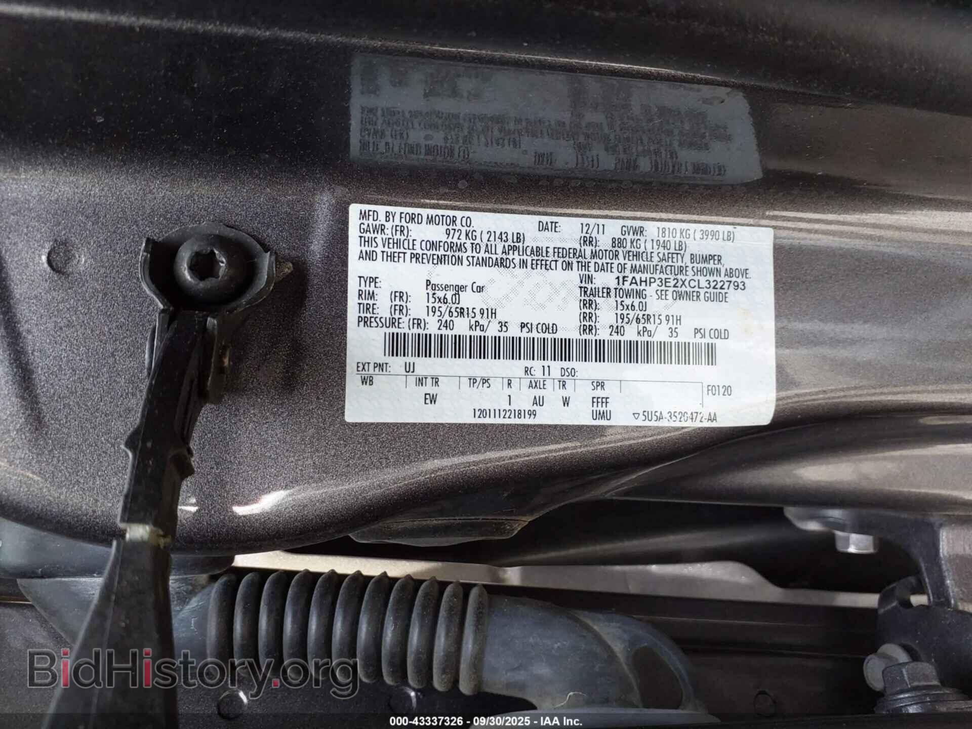 2012 FORD FOCUS - VIN: 1FAHP3E2XCL322793 - Photo 9