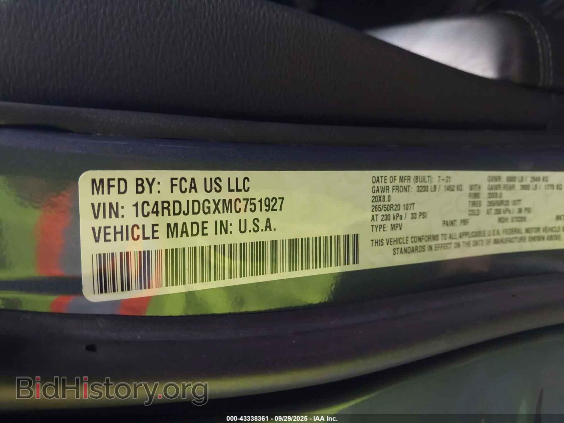 2021 DODGE DURANGO - VIN: 1C4RDJDGXMC751927 - Photo 9