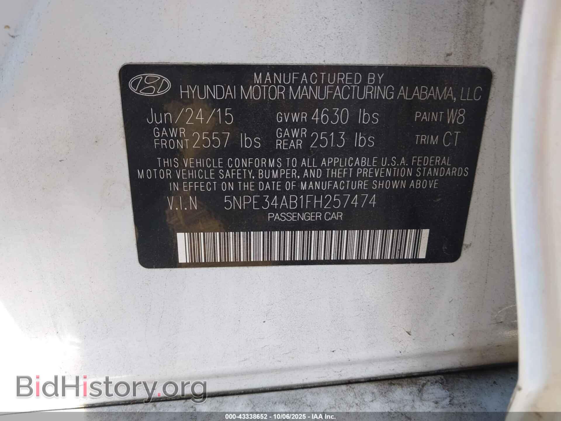 2015 HYUNDAI SONATA - VIN: 5NPE34AB1FH257474 - Фото 9