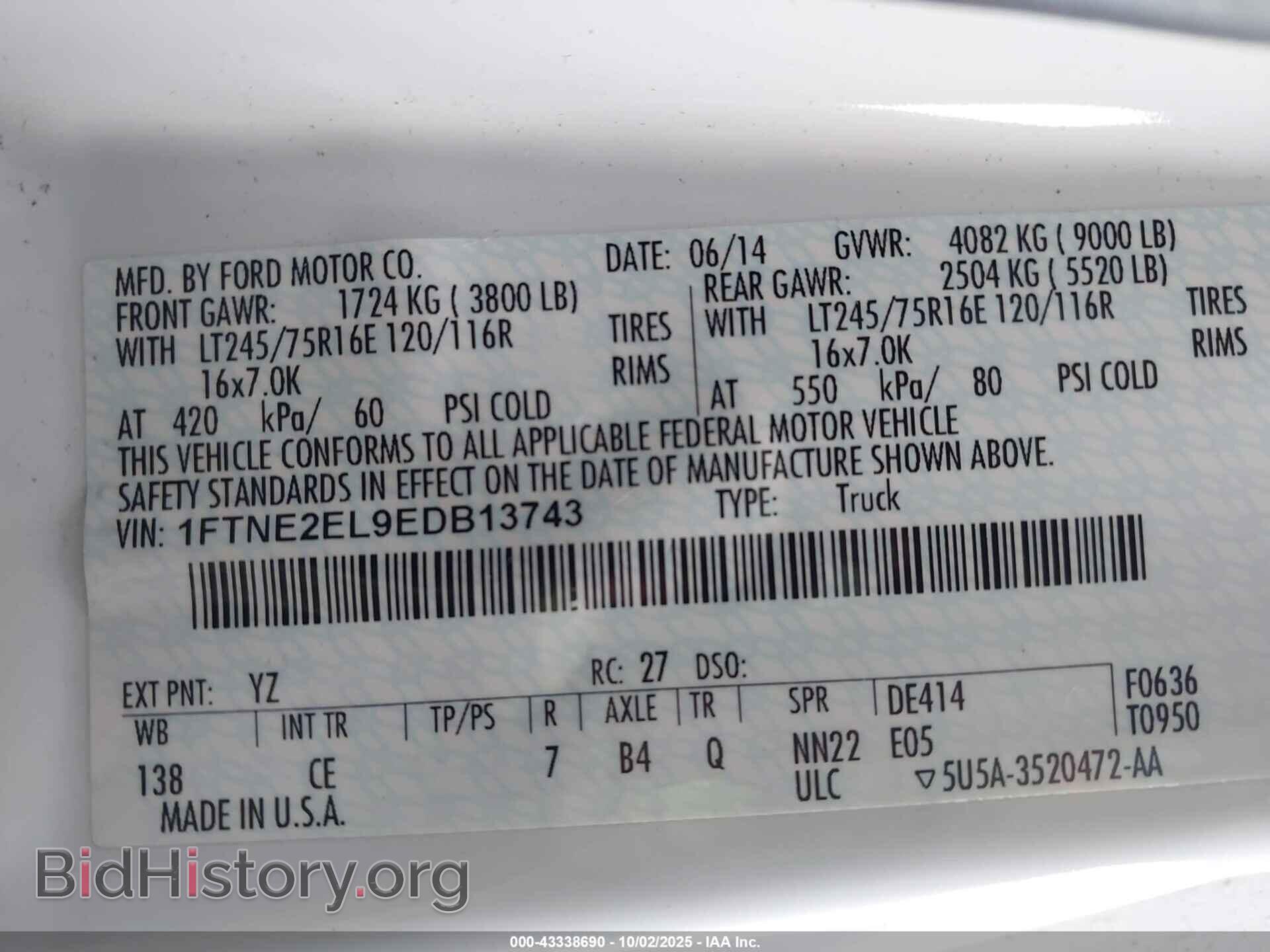2014 FORD E-250 - VIN: 1FTNE2EL9EDB13743 - Photo 9