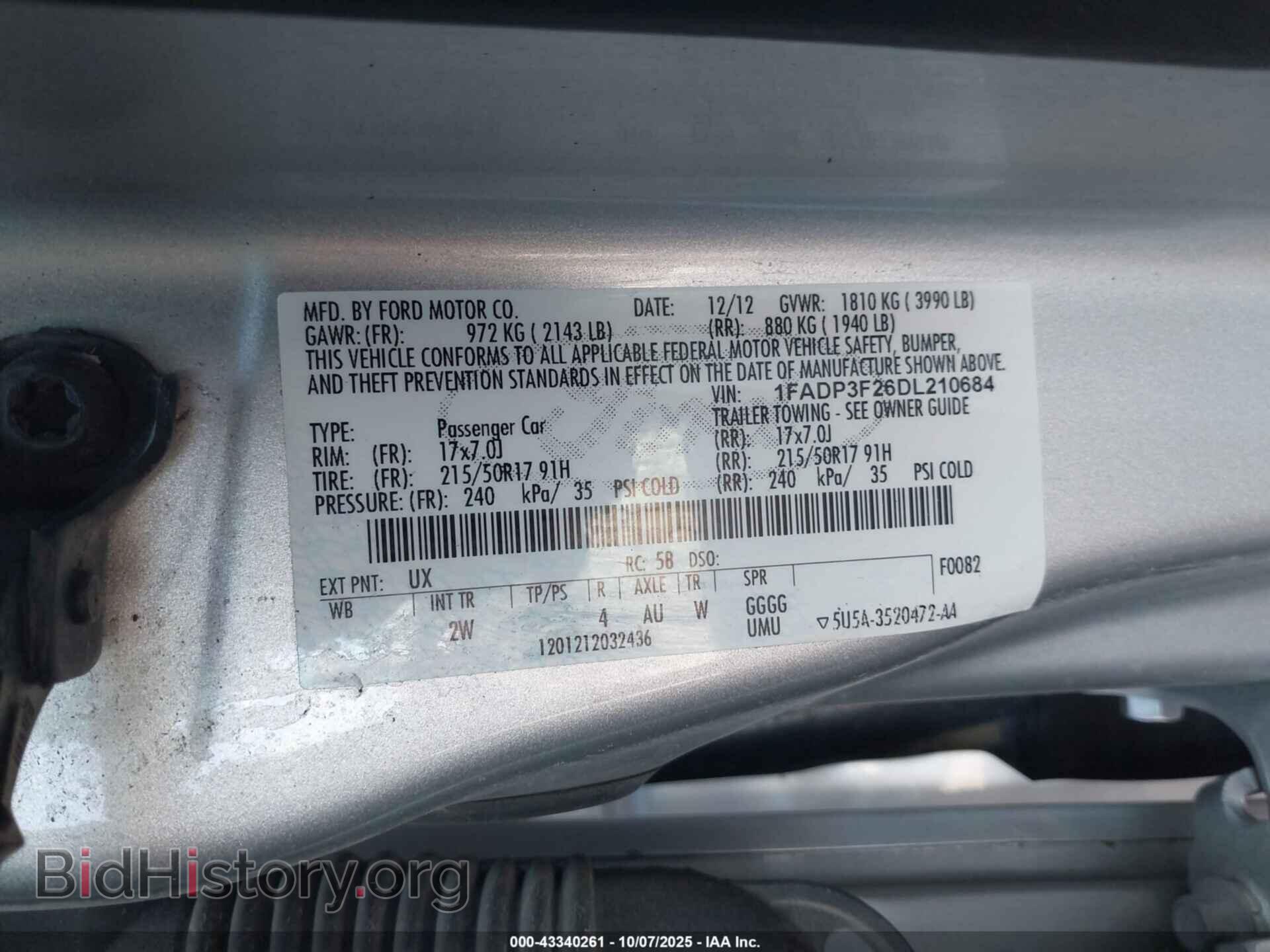 2013 FORD FOCUS - VIN: 1FADP3F26DL210684 - Фото 9