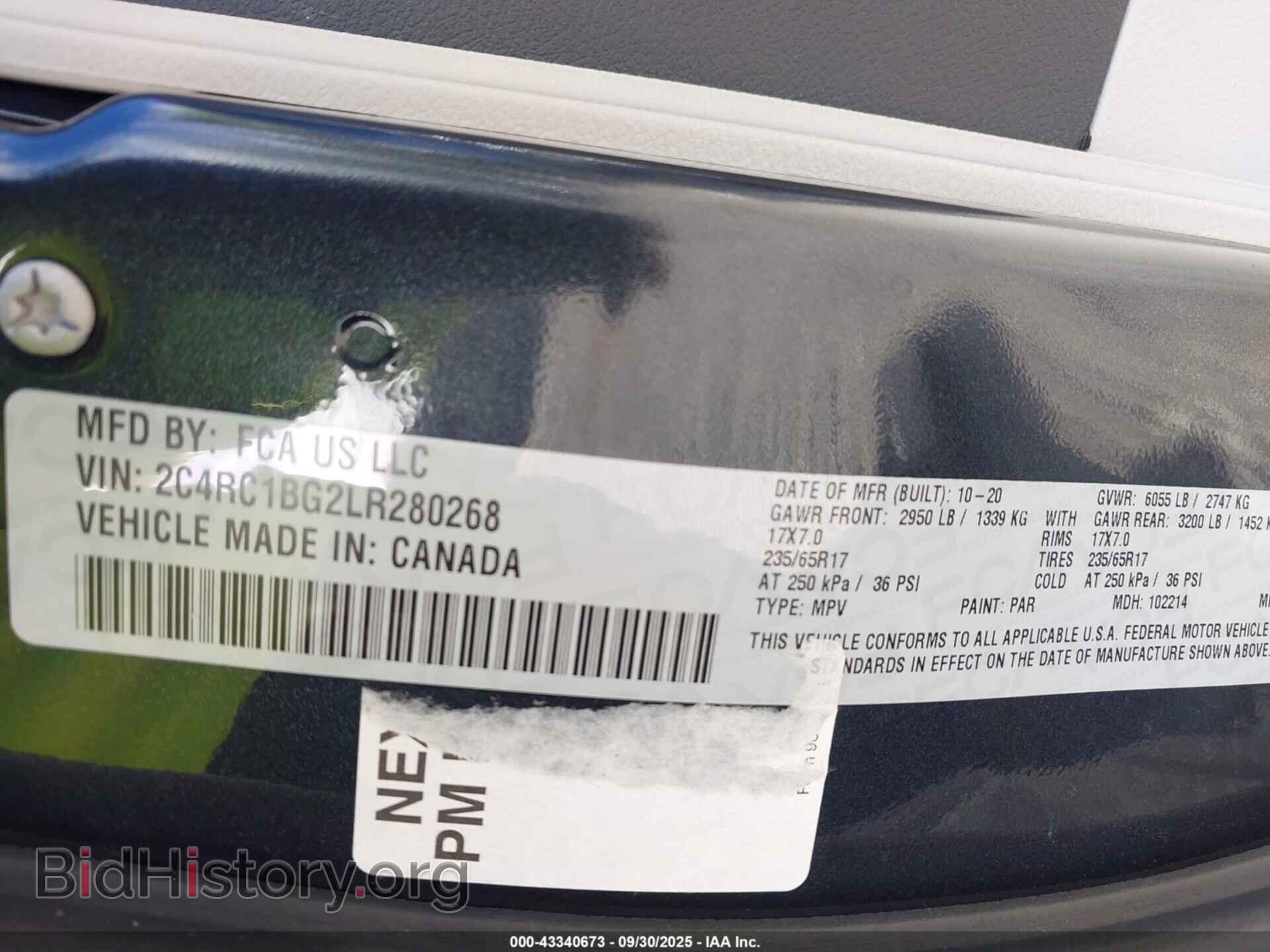 2020 CHRYSLER PACIFICA - VIN: 2C4RC1BG2LR280268 - Фото 9