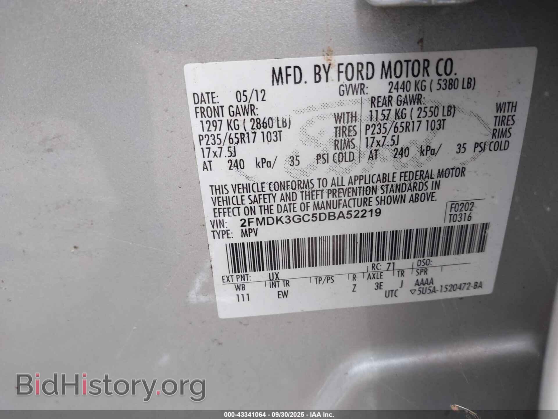2013 FORD EDGE - VIN: 2FMDK3GC5DBA52219 - Фото 9