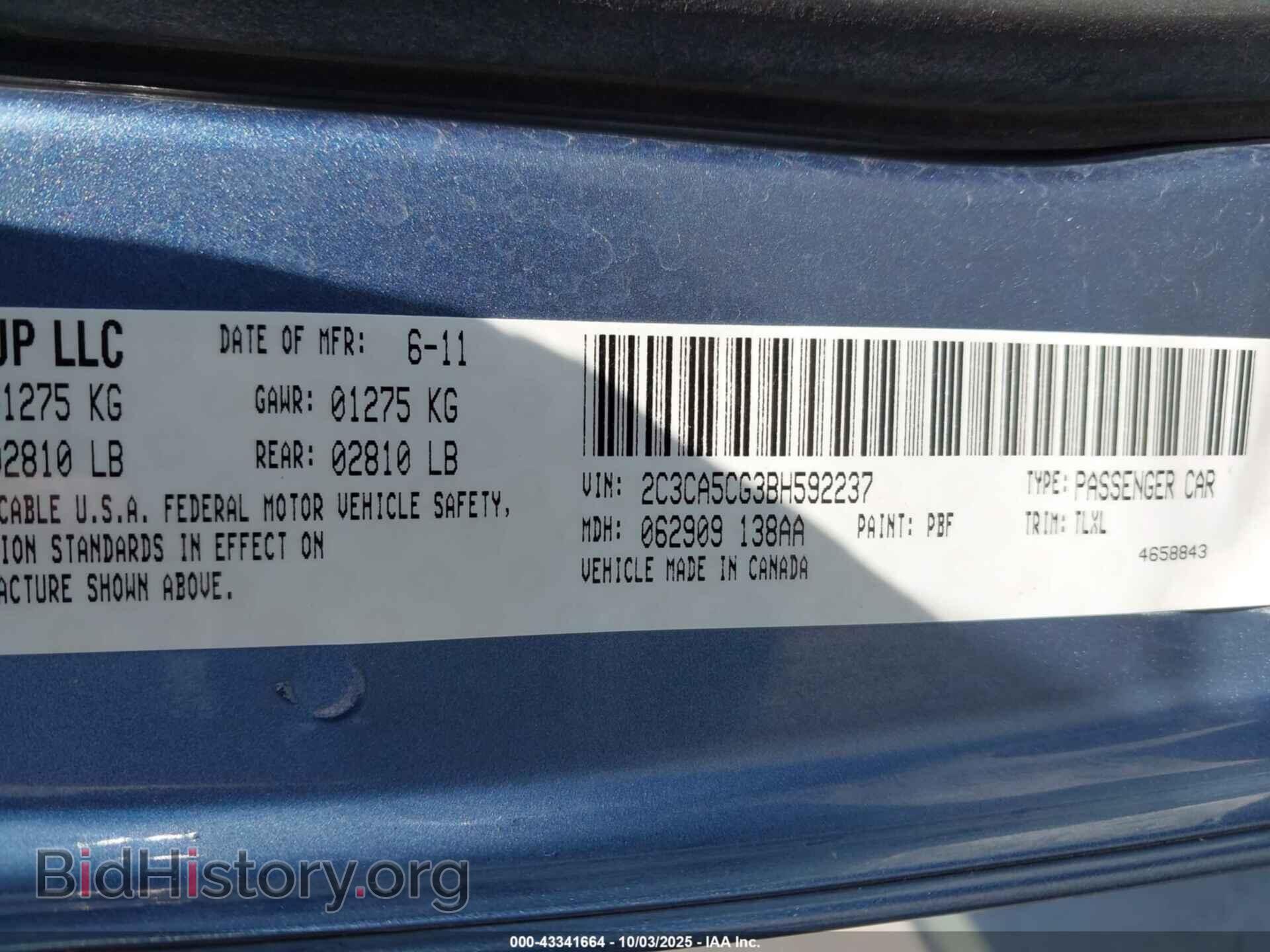 2011 CHRYSLER 300 - VIN: 2C3CA5CG3BH592237 - Фото 9