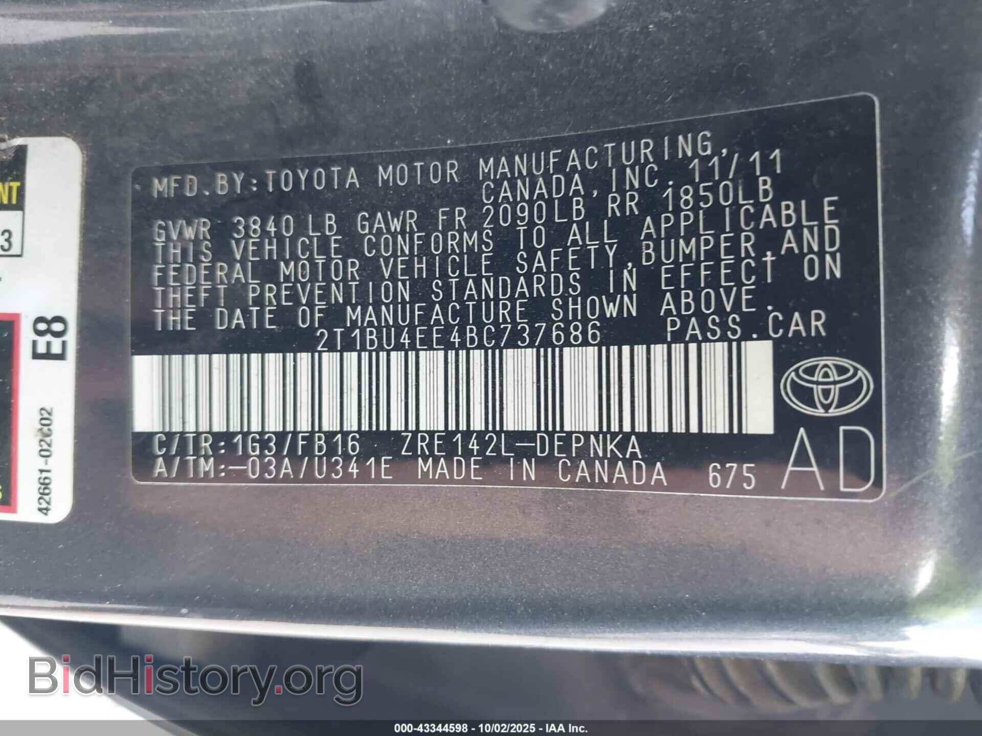 2011 TOYOTA COROLLA - VIN: 2T1BU4EE4BC737686 - Фото 9