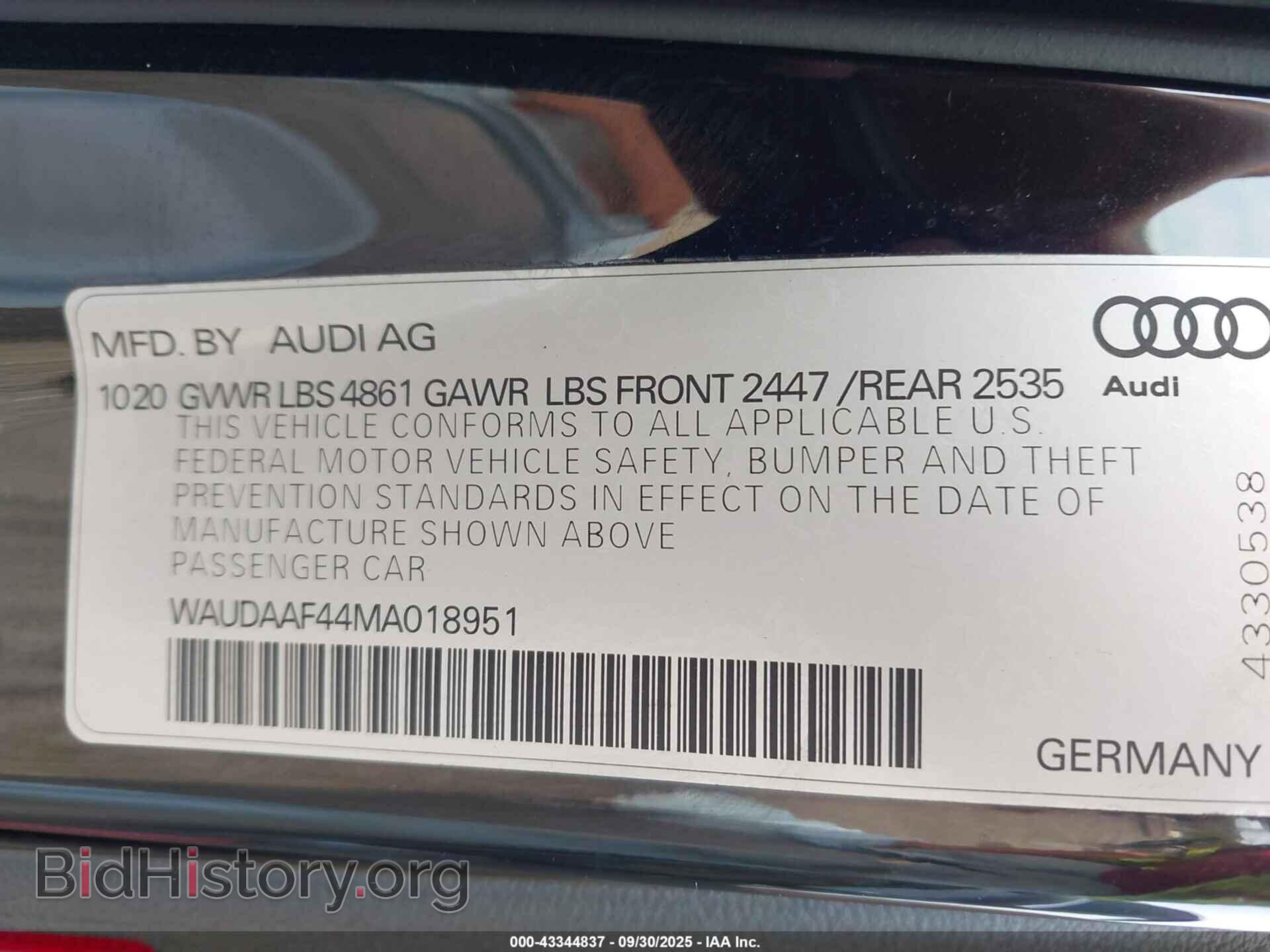 2021 AUDI A4 - VIN: WAUDAAF44MA018951 - Фото 9