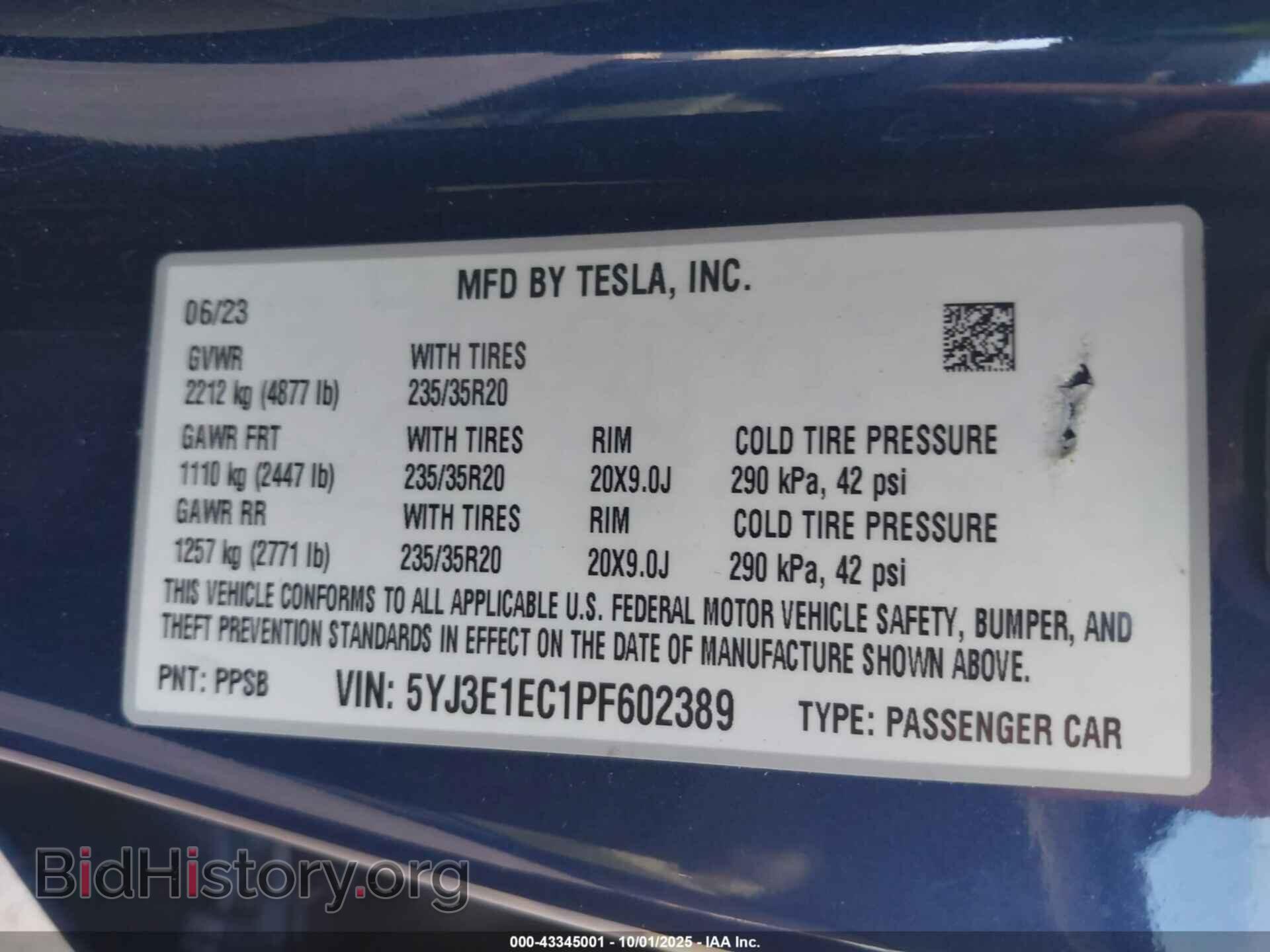 2023 TESLA MODEL 3 - VIN: 5YJ3E1EC1PF602389 - Фото 9