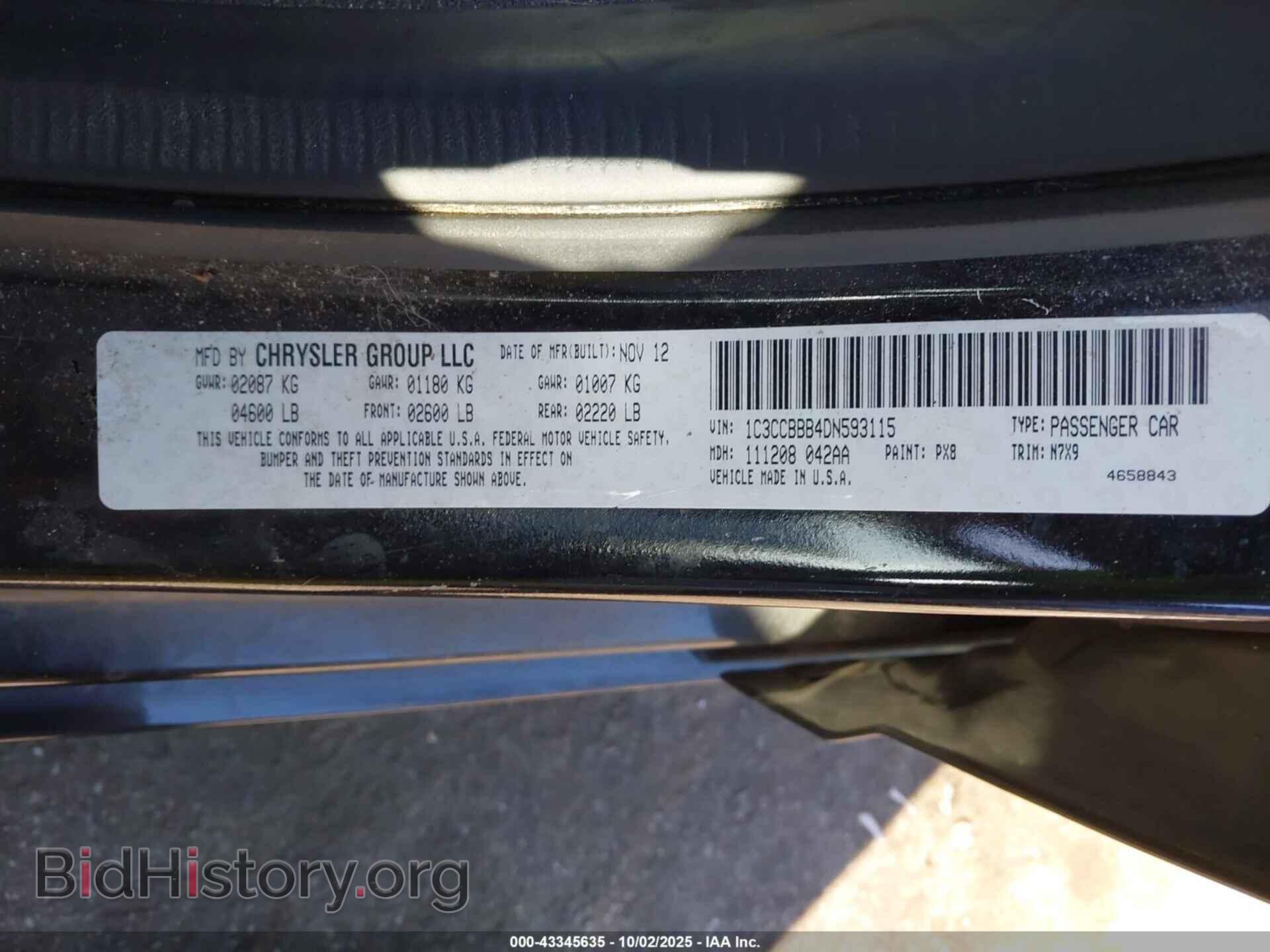 2013 CHRYSLER 200 - VIN: 1C3CCBBB4DN593115 - Фото 9